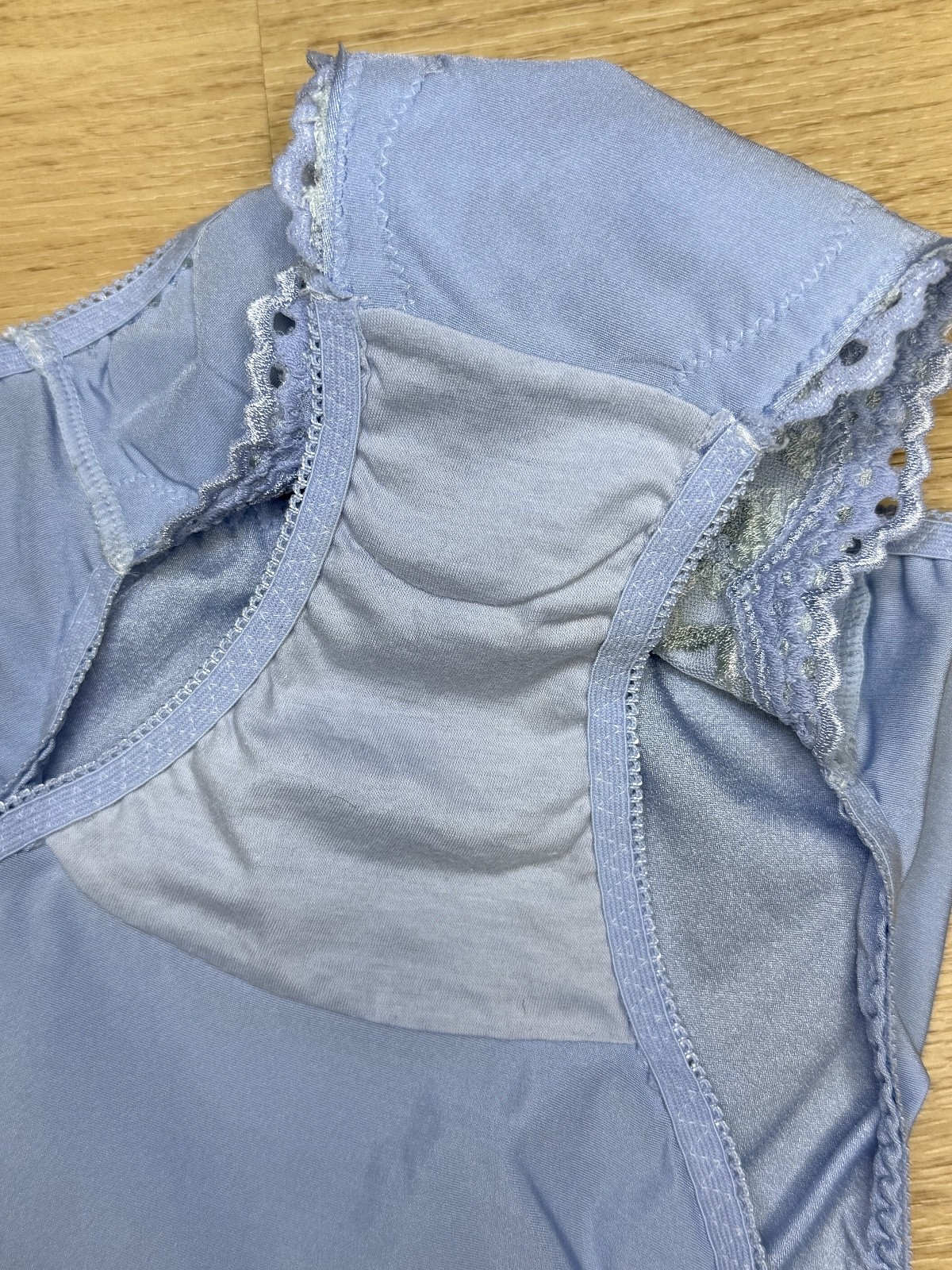 Vintage Powder Blue Nylon Panties High Waist Sissy Bikini Silky Lace Brief Sz.5