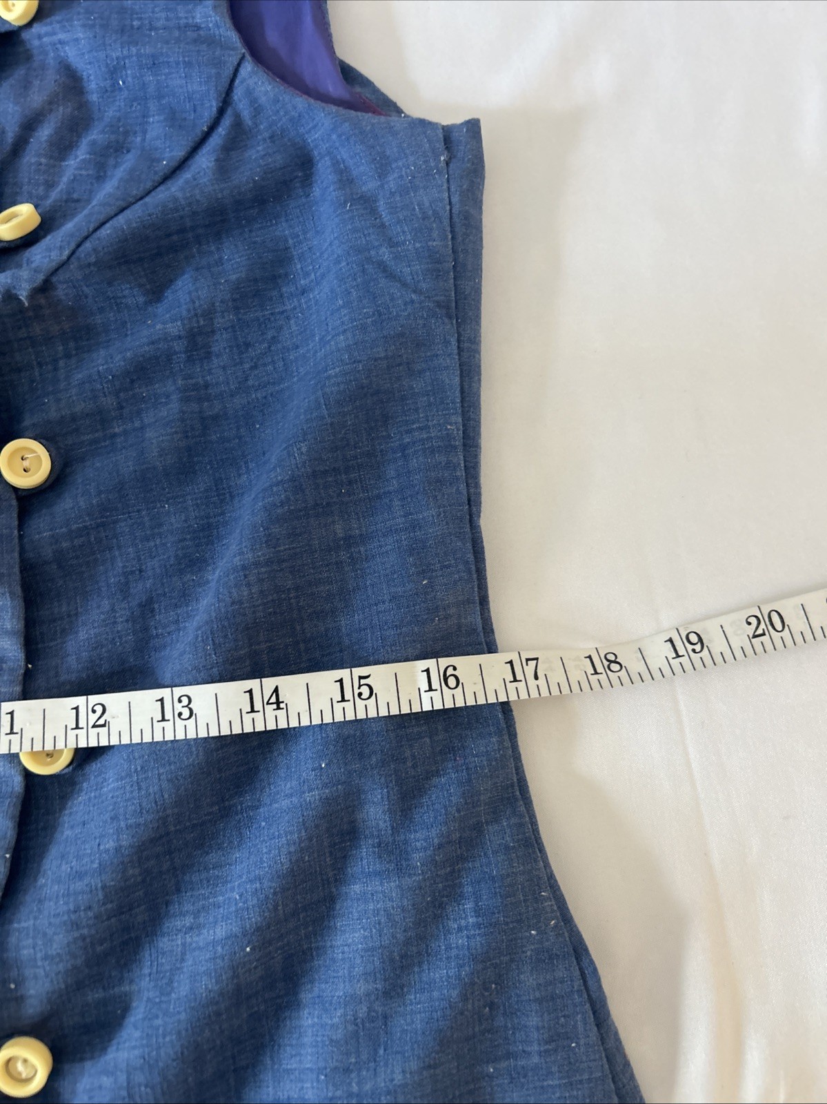 Vintage 1960 St. Roque Chambray Button Up Drop Waist Mini Shift Dress Size-S