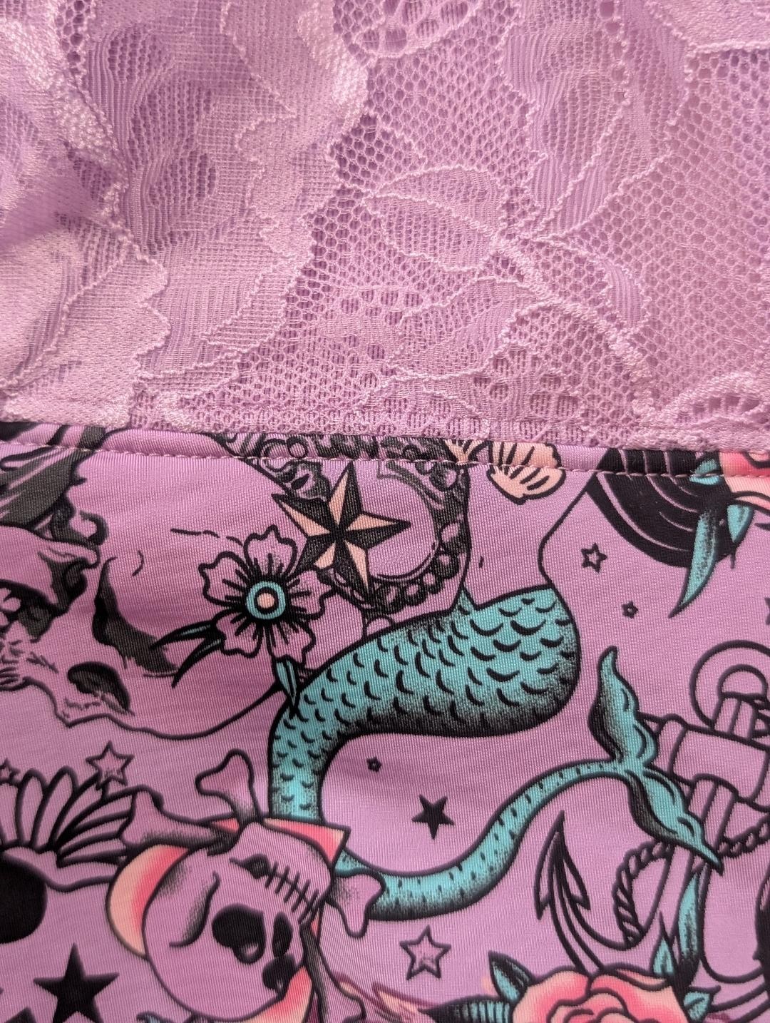 Torrid Curve Bra 48DD Goth- bra has roses, mermaids, butterfies, & skulls on it.