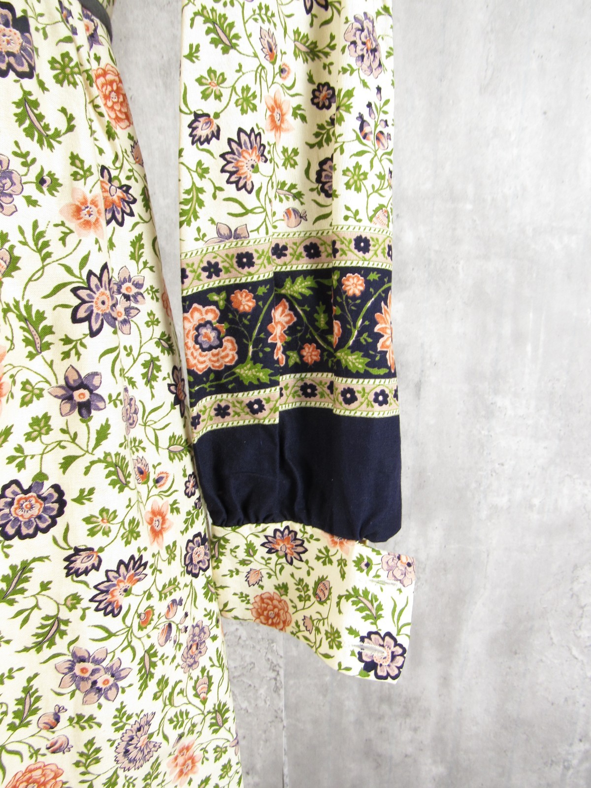 Vintage 70s Racell Denmark Cotton Prairie Folk Maxi Hippie Boho Dress Small S