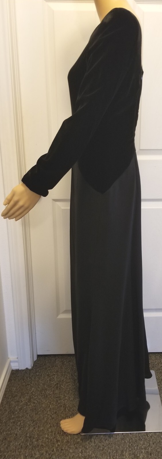 Gorgeous Vintage Elegant Kathryn Dianos Black Velvet &Crepe Formal Gown Sz 8