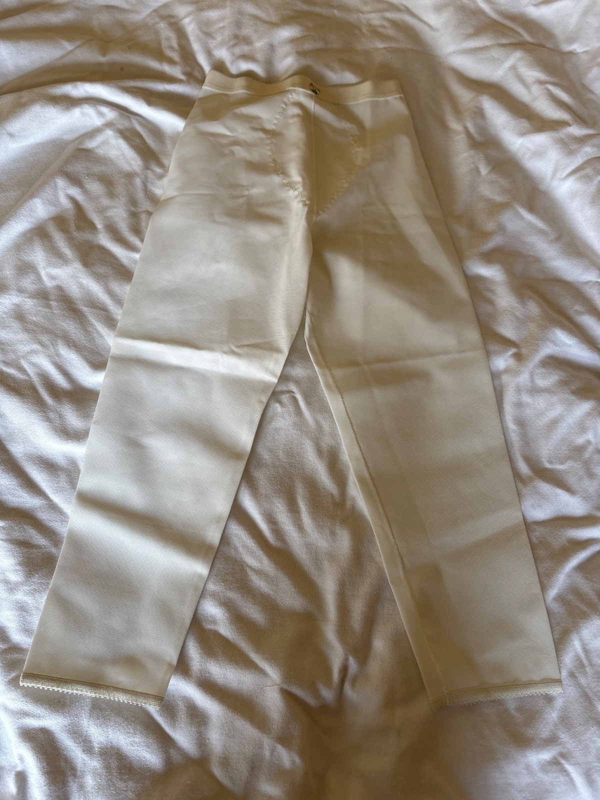 Vintage Ivory Nylon & Lycra Spanx Style Girdle Large With Floral Accent Size L