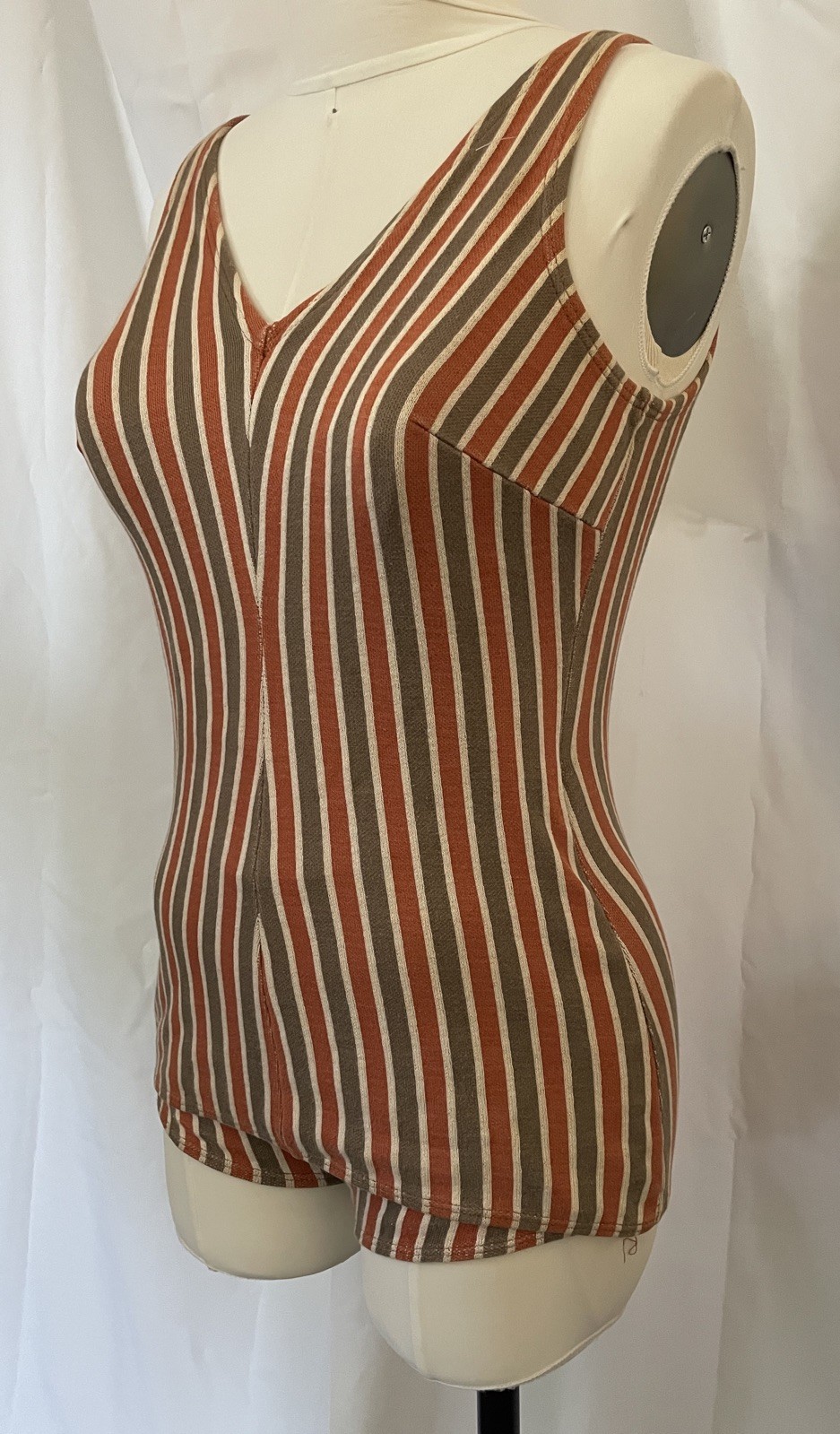 Vintage 1940s Jantzen Wool/Cotton Striped One-Piece Swim Suit Size 14