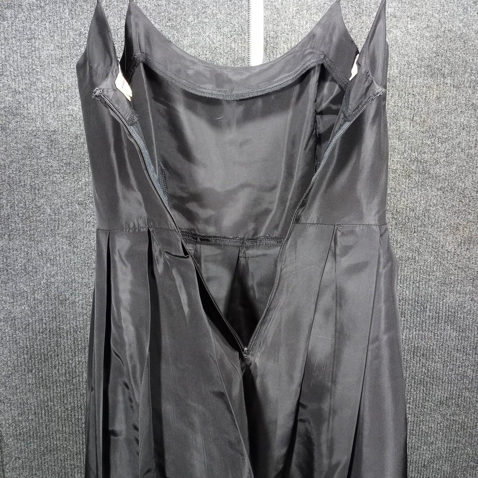 1950s Vintage Black Faille Box-Pleat Waist Detail Circle Dress