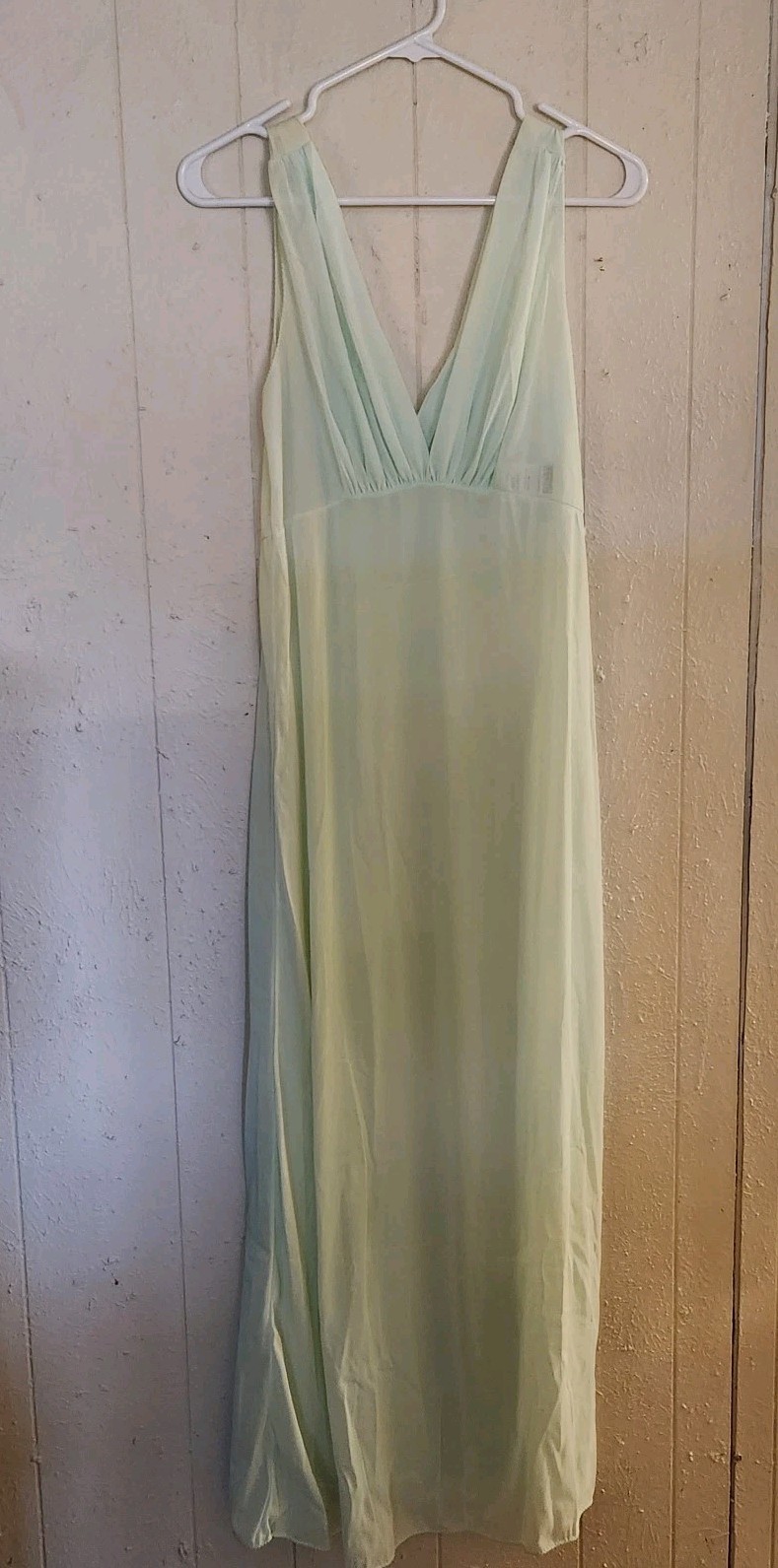 Vtg NWT Montgomery Ward Shear Silky Nylon Long Night Gown Mint Green Sz S