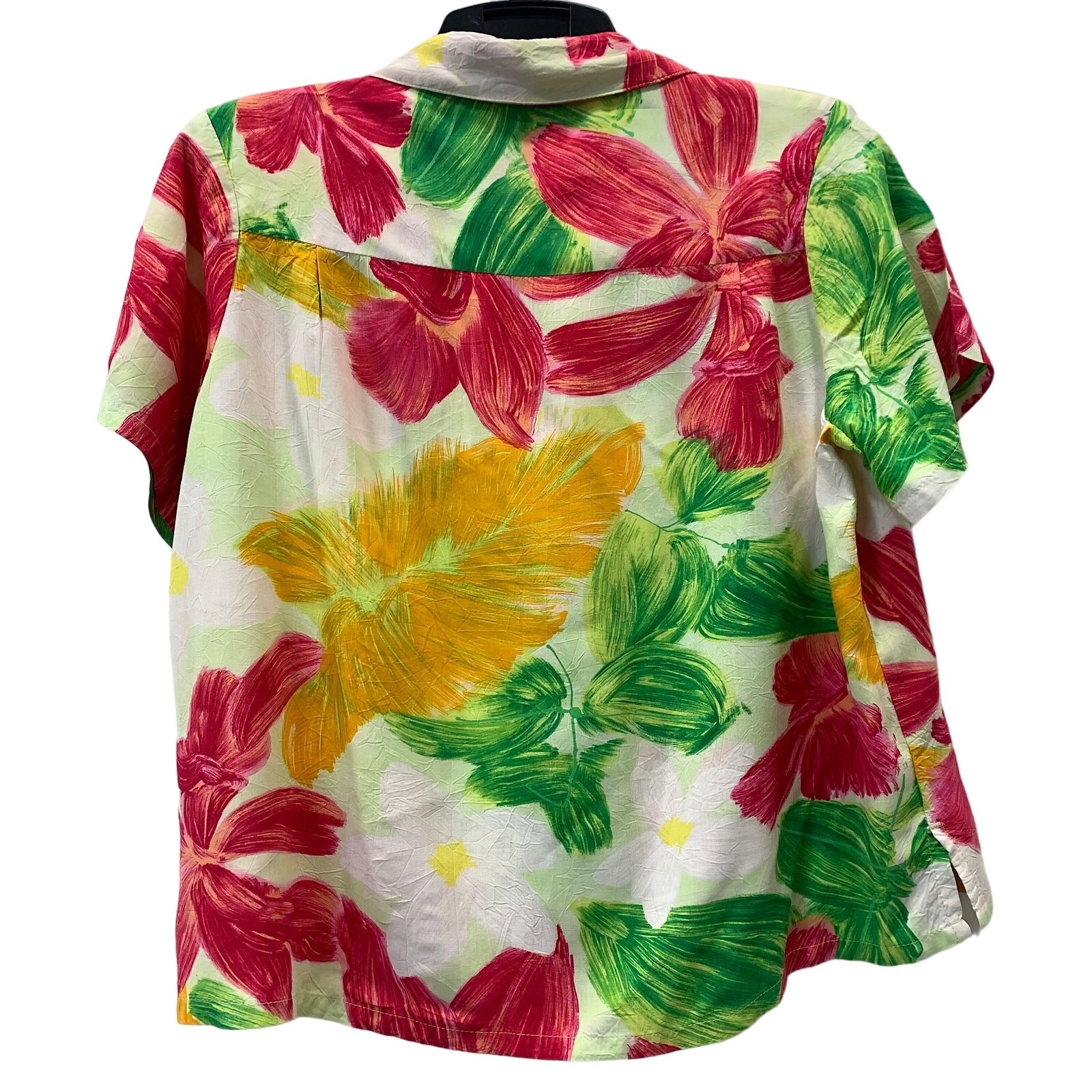 80s 90s Jams World Button Up Crop Blouse | Bright « Orchadia » Floral Pattern