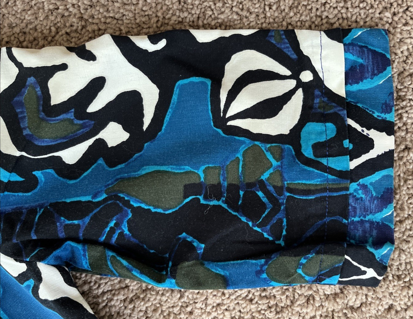 Hawaii Resort Shop Blue Geometric Midi Cotton Hawaiian Aloha Dress-32&Prime; Chest
