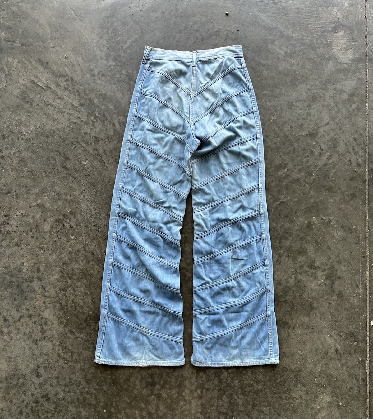 Vintage 70’s Lightwash Patchwork Bell Flare Jeans 28” Waist