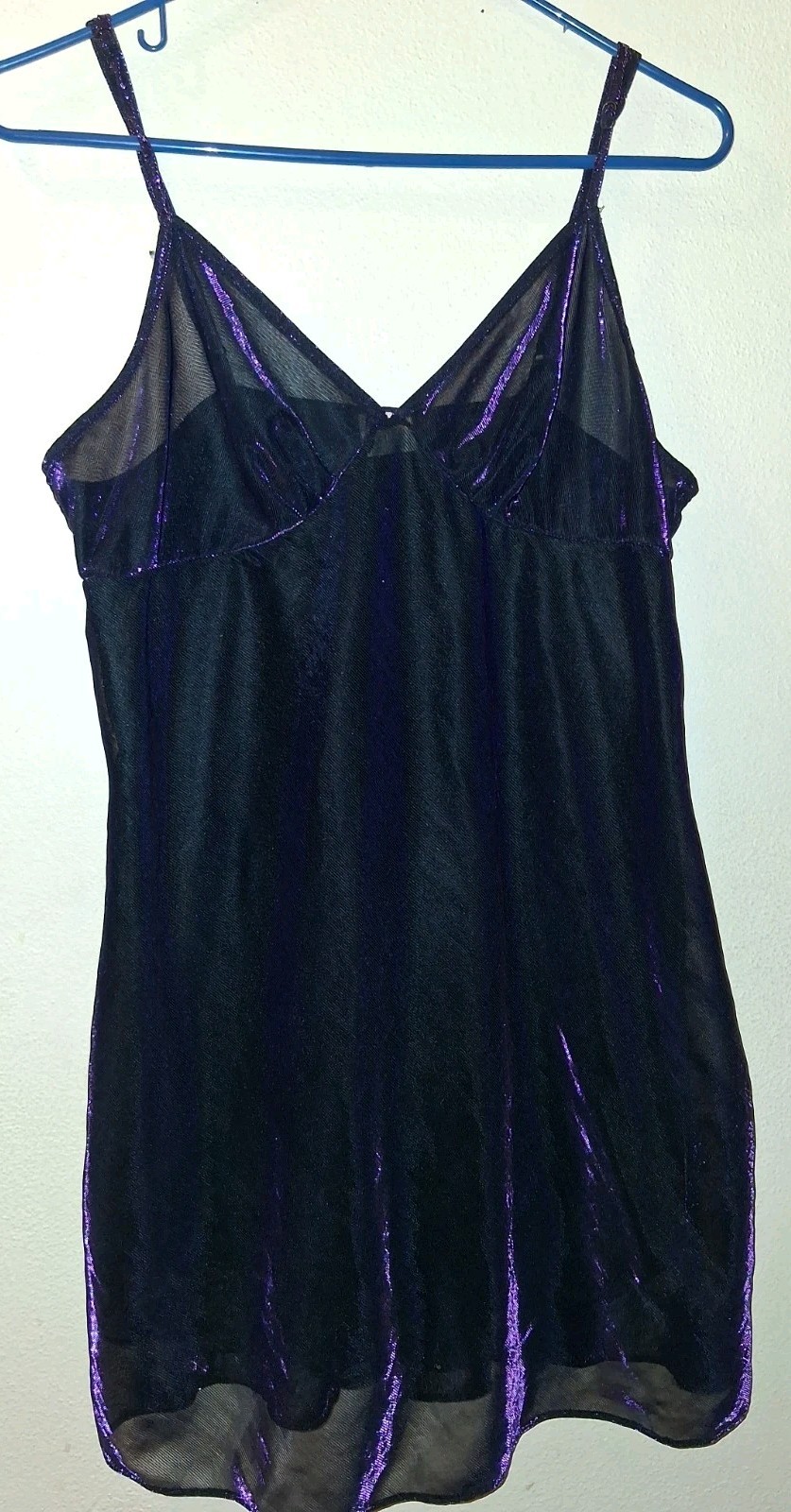 Vintage Gilligan O&rsquo;Malley Purple Sheer Metallic Babydoll Lingerie Size XL