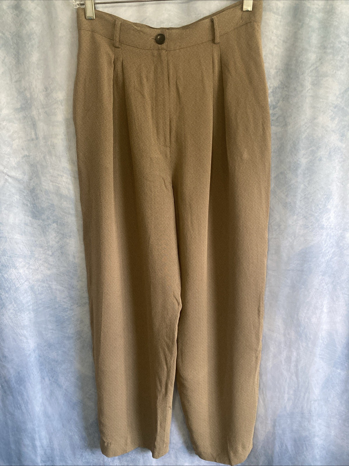 Vtg 90s Rena Rowan Saville Pleated Dress Pants Sz 10 Tan Rayon Acetate GUC