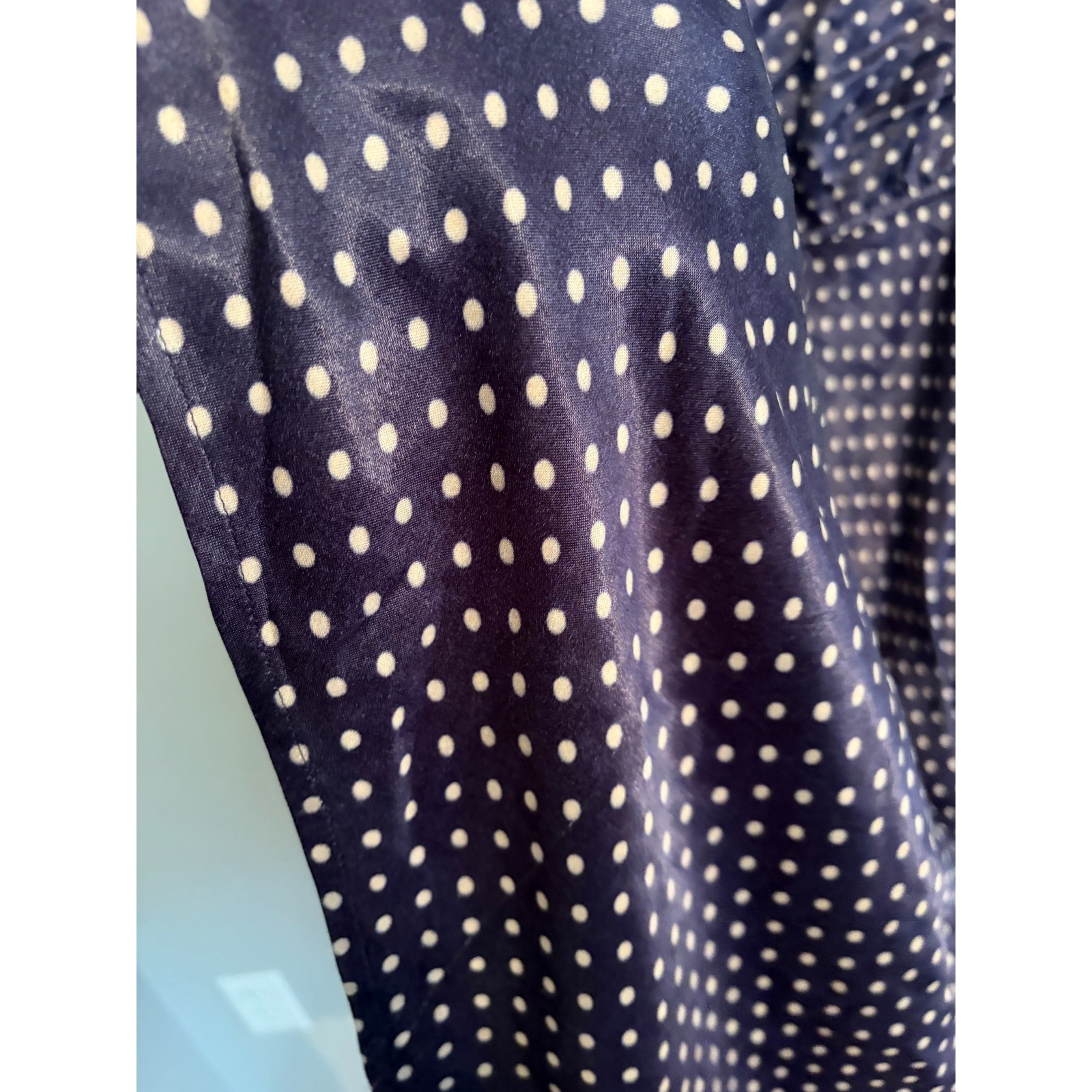 Anthropologie Conditions Apply V-Neck Maxi Dress Satin Polka Dots Size Petite S
