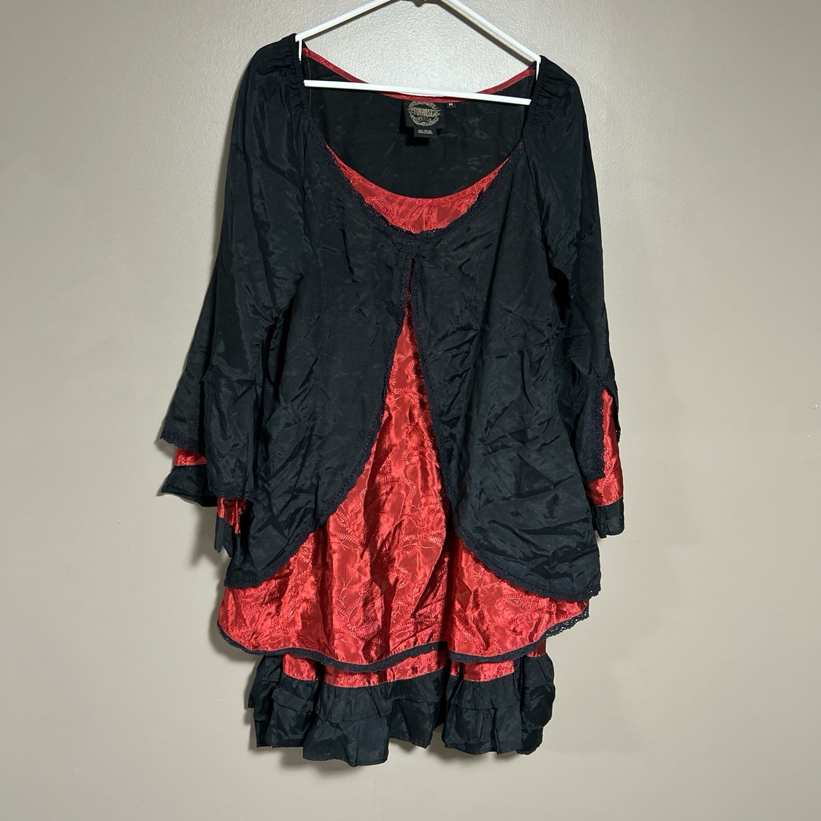 Vintage Funhouse NYC Whimsy Goth/ Vampy Dress Size M Crochet Details & Lace Back