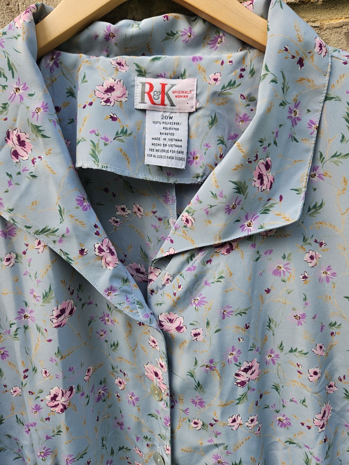 Vintage Womens Plus Floral Button Front Dress Housecoat