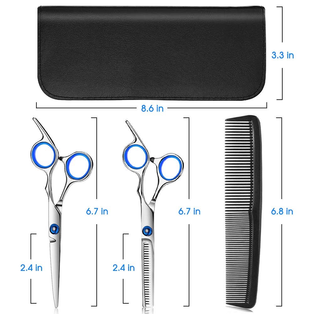 Hair Cutting Scissors Kits, 10 Pcs Stainless Steel Hairdressing Shears Set Profe