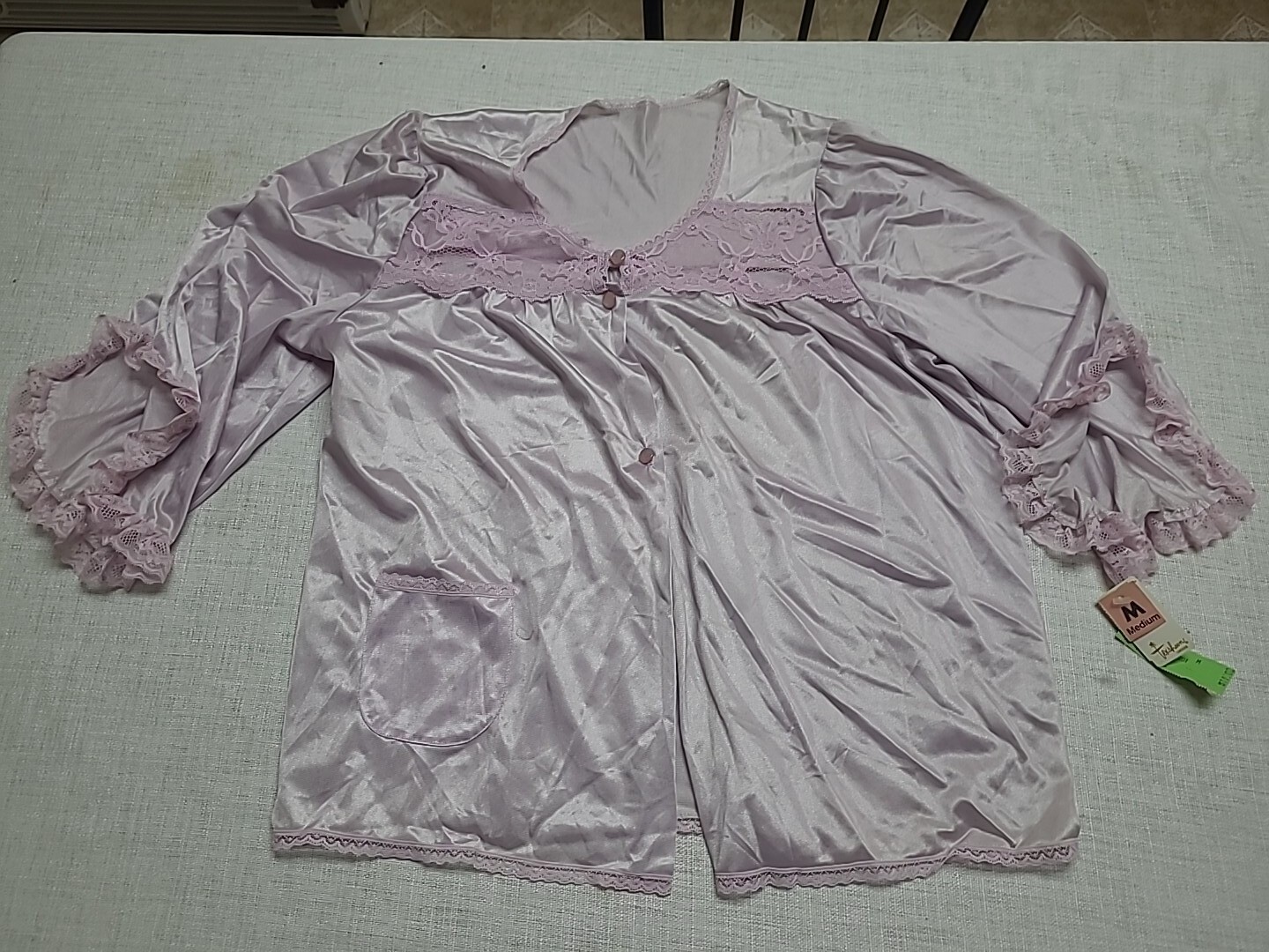 Nwt Vintage Texsheen Nightgown /Jacket 2 pc Set Mauve Purple Women&rsquo;s M
