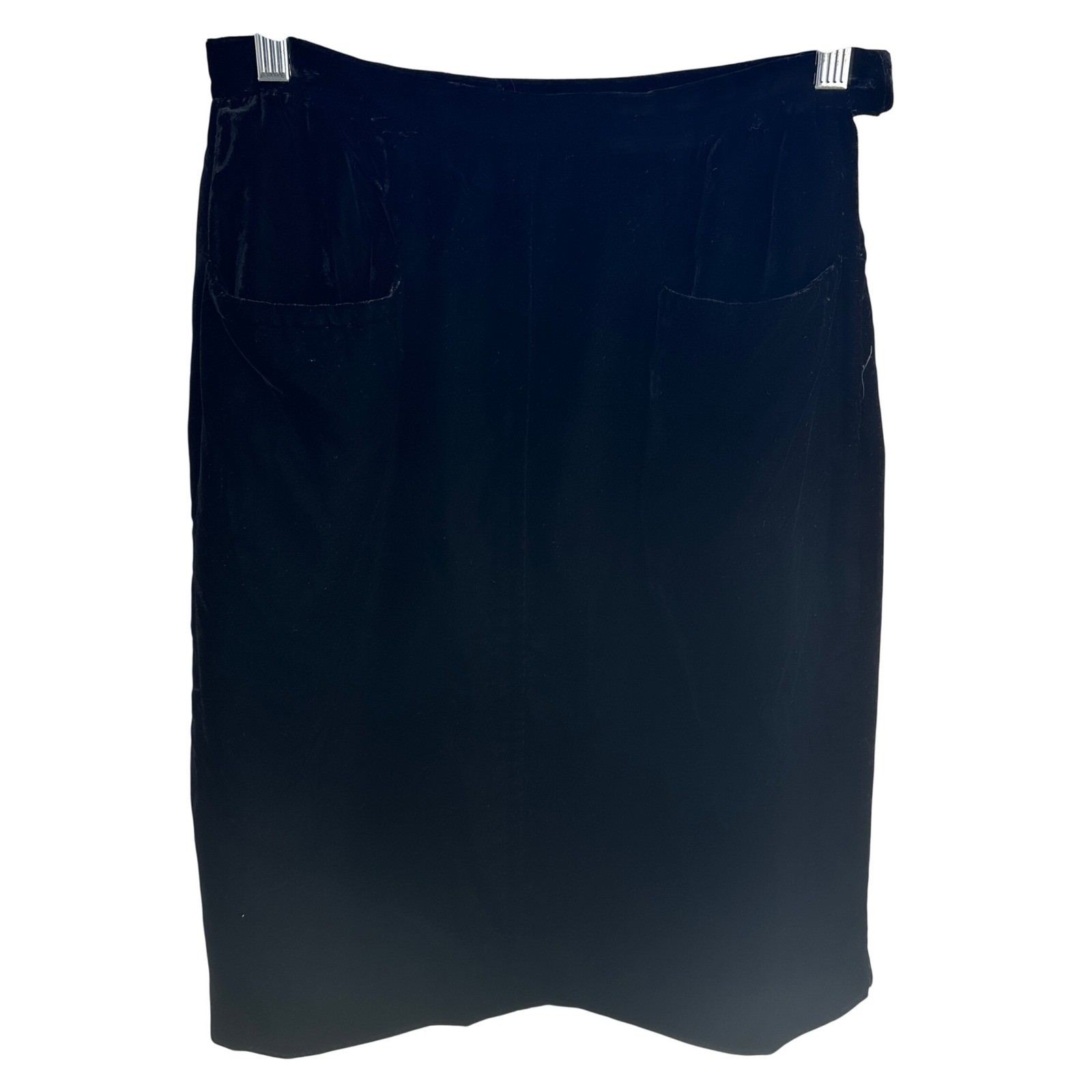 Vintage Gucci Black Velvet Pencil Skirt Made in Italy Size 42 High Waist Pocket