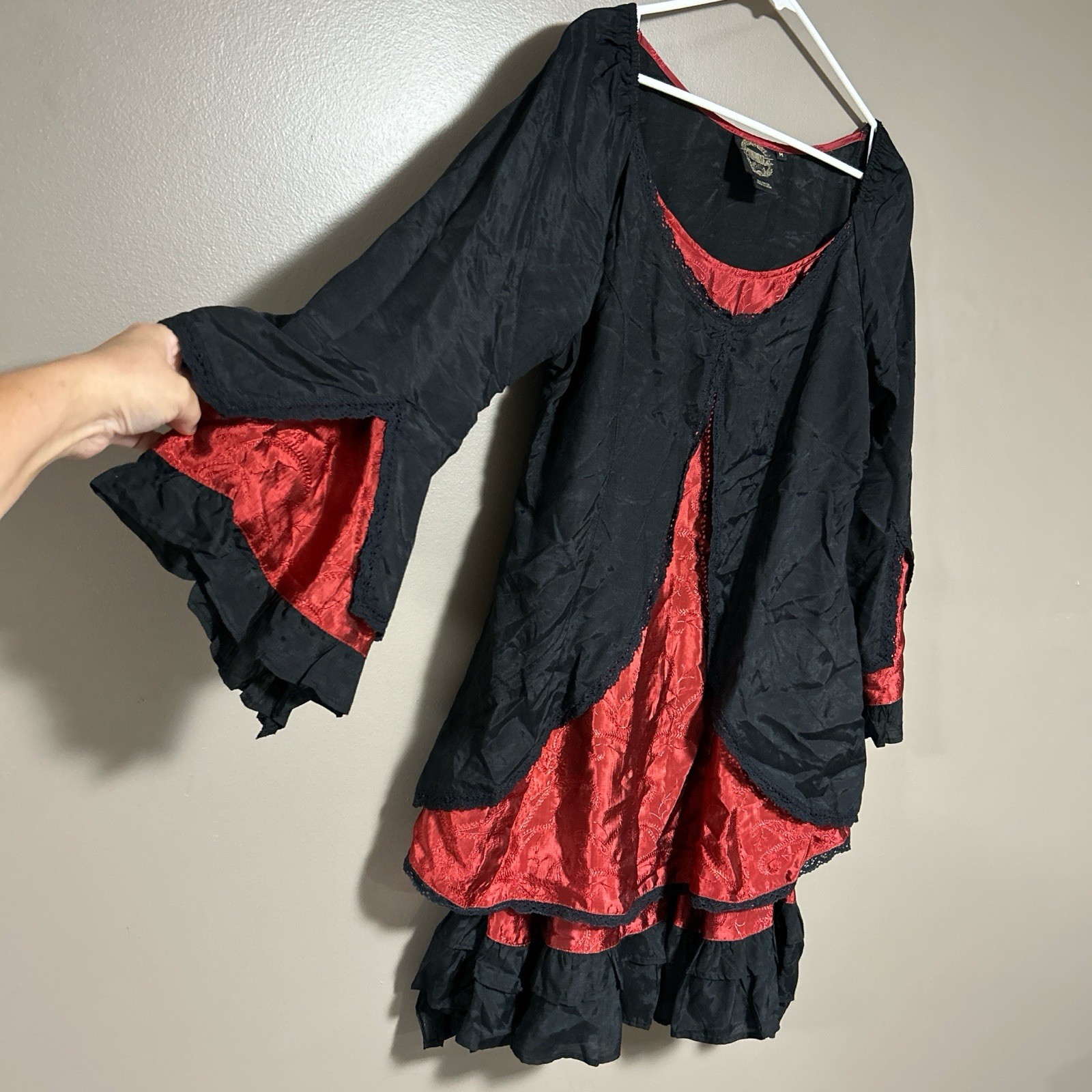 Vintage Funhouse NYC Whimsy Goth/ Vampy Dress Size M Crochet Details & Lace Back