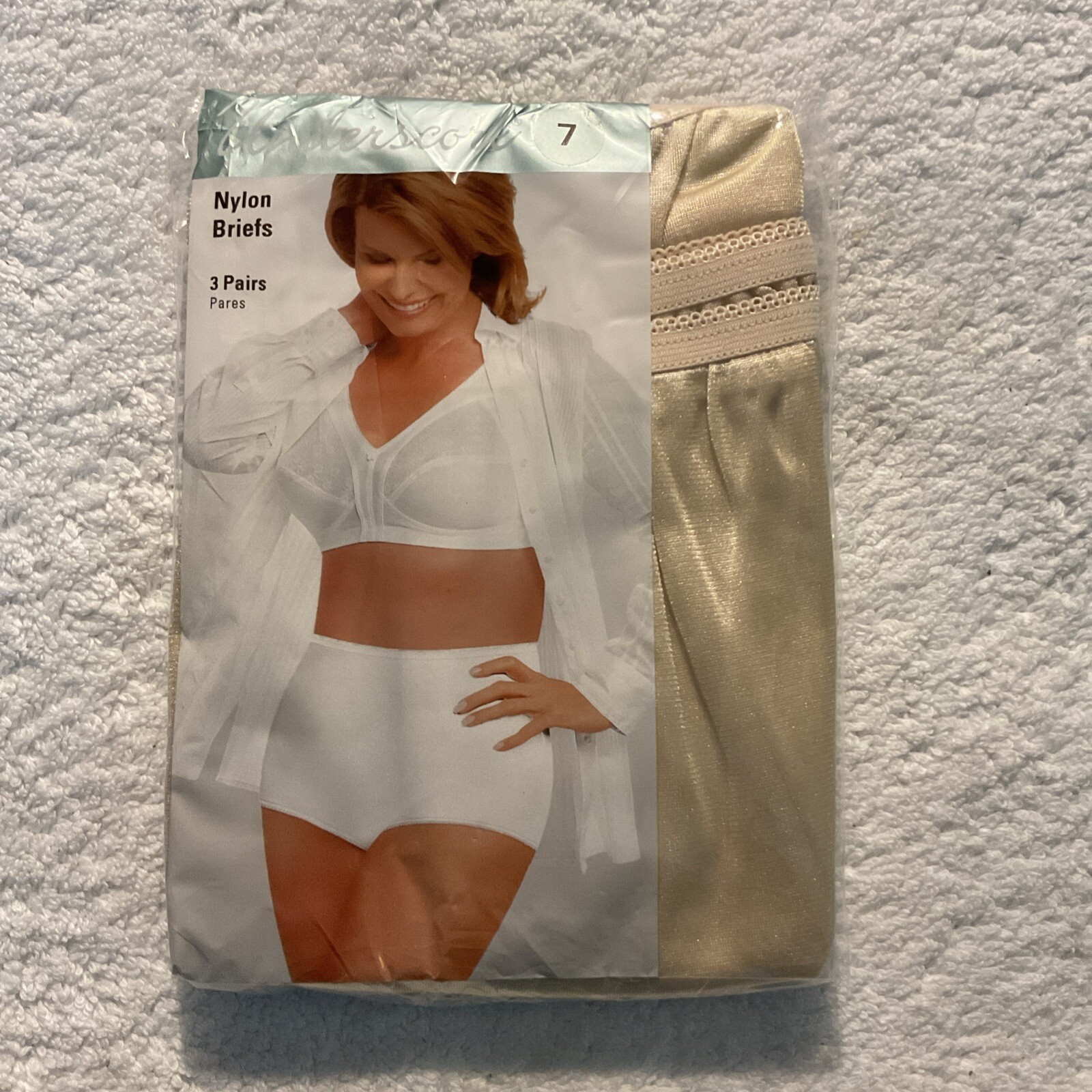J C Penney Underscore Nylon Full Brief Panties 7 Large NIP 3 Pack Nude