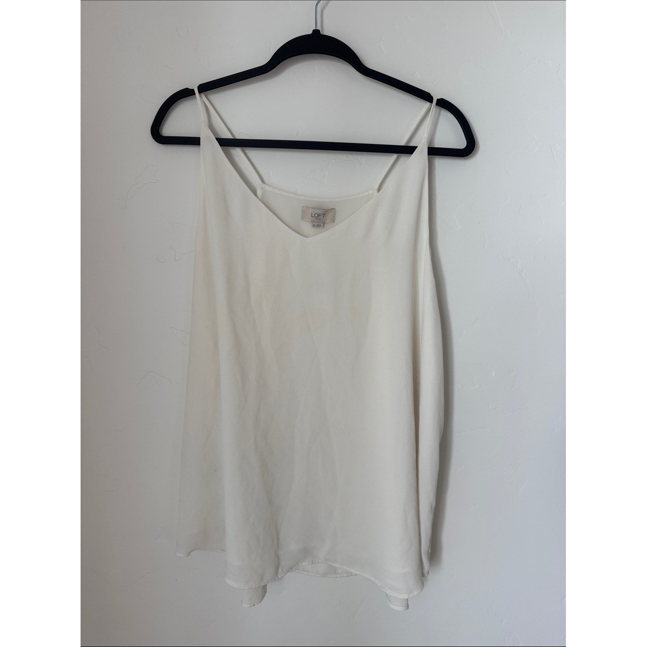 NWT LOFT White Cream V-Neck Cami Tank Blouse Layering Shell Capsule Office XL
