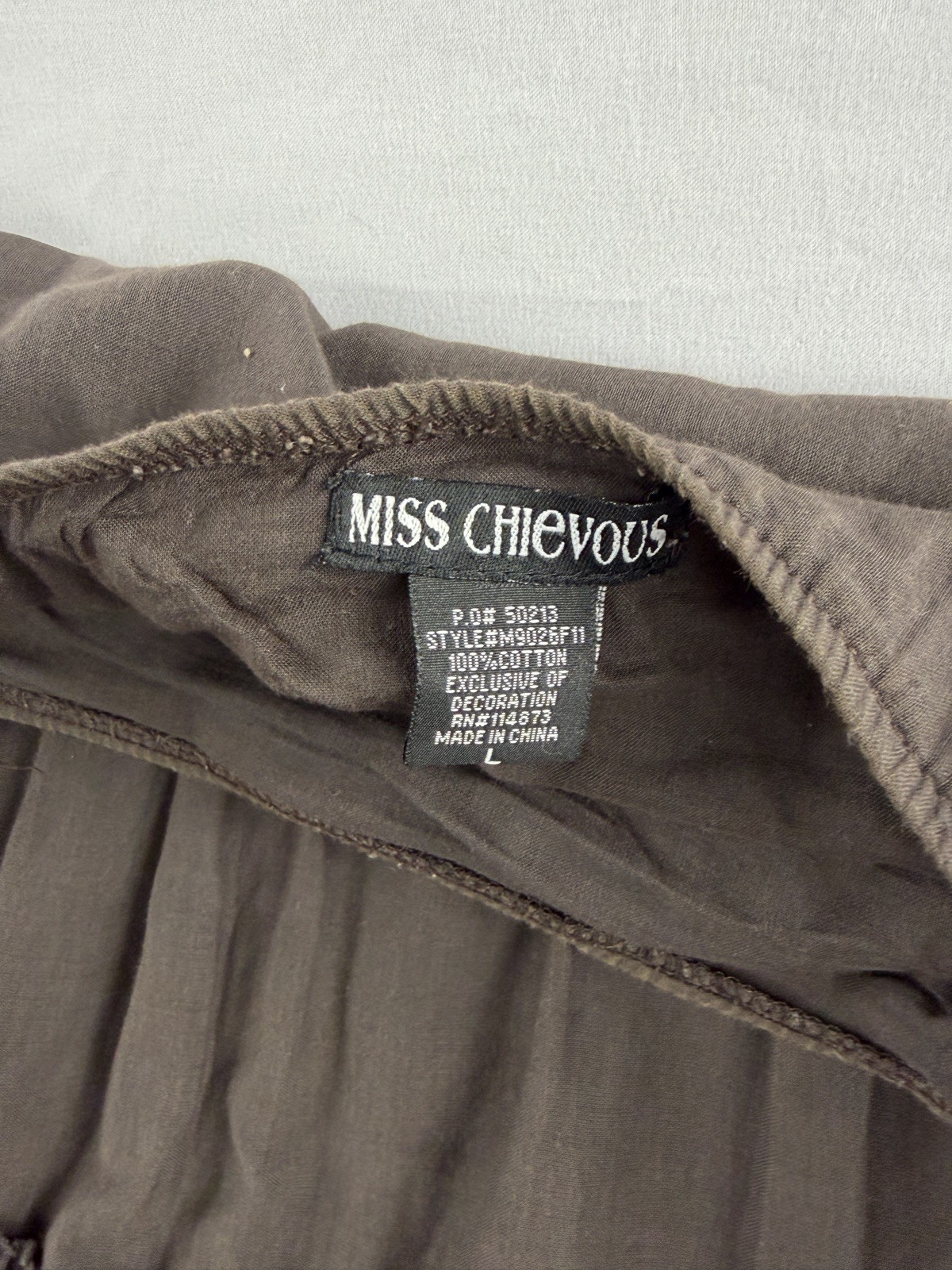Vintage Miss Chievous brown Boho Hippy Multitiered Ruffles Cotton Skirt Sz L