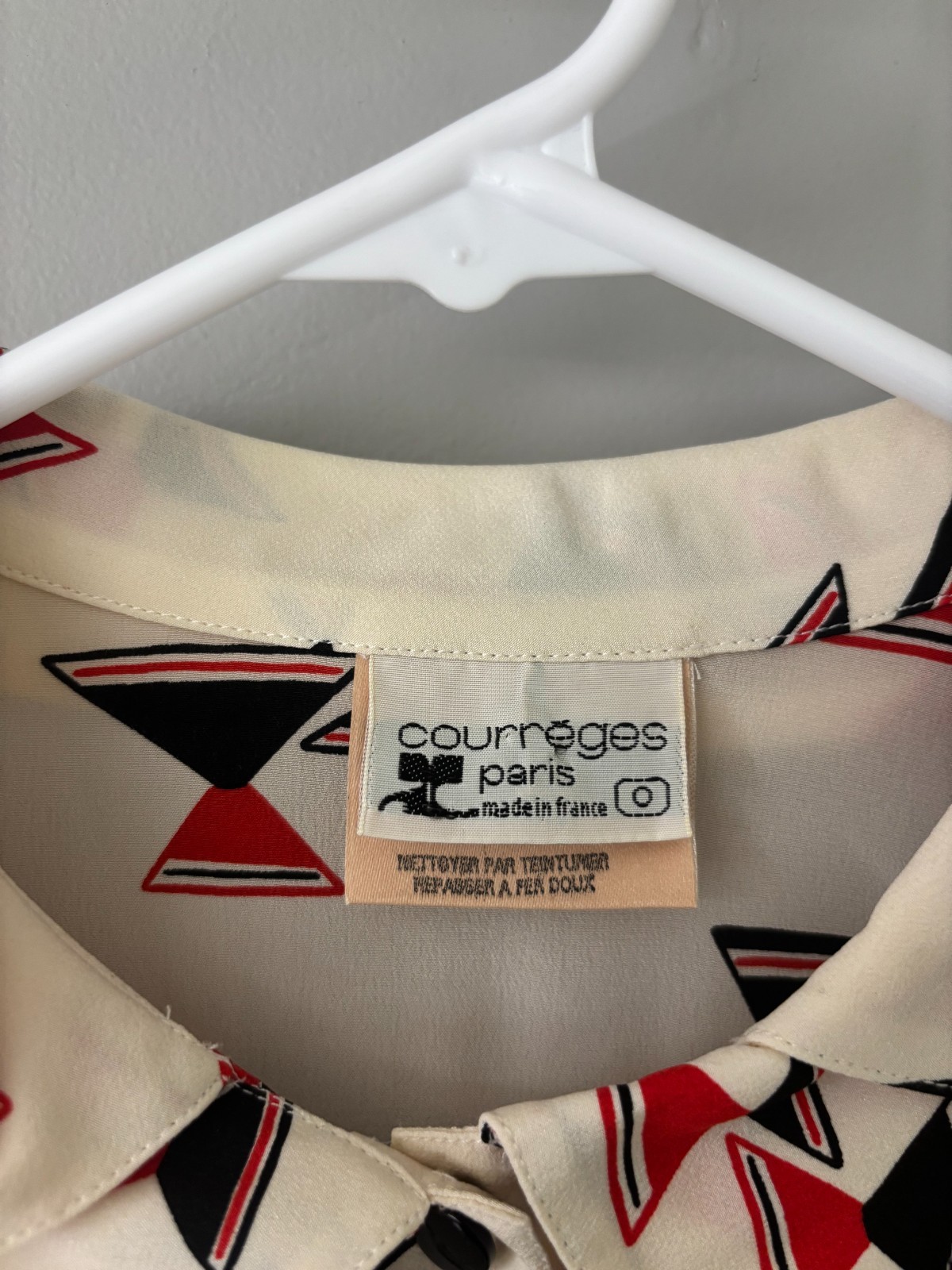 Vintage Courrèges Paris Geometric Print Blouse Made in France