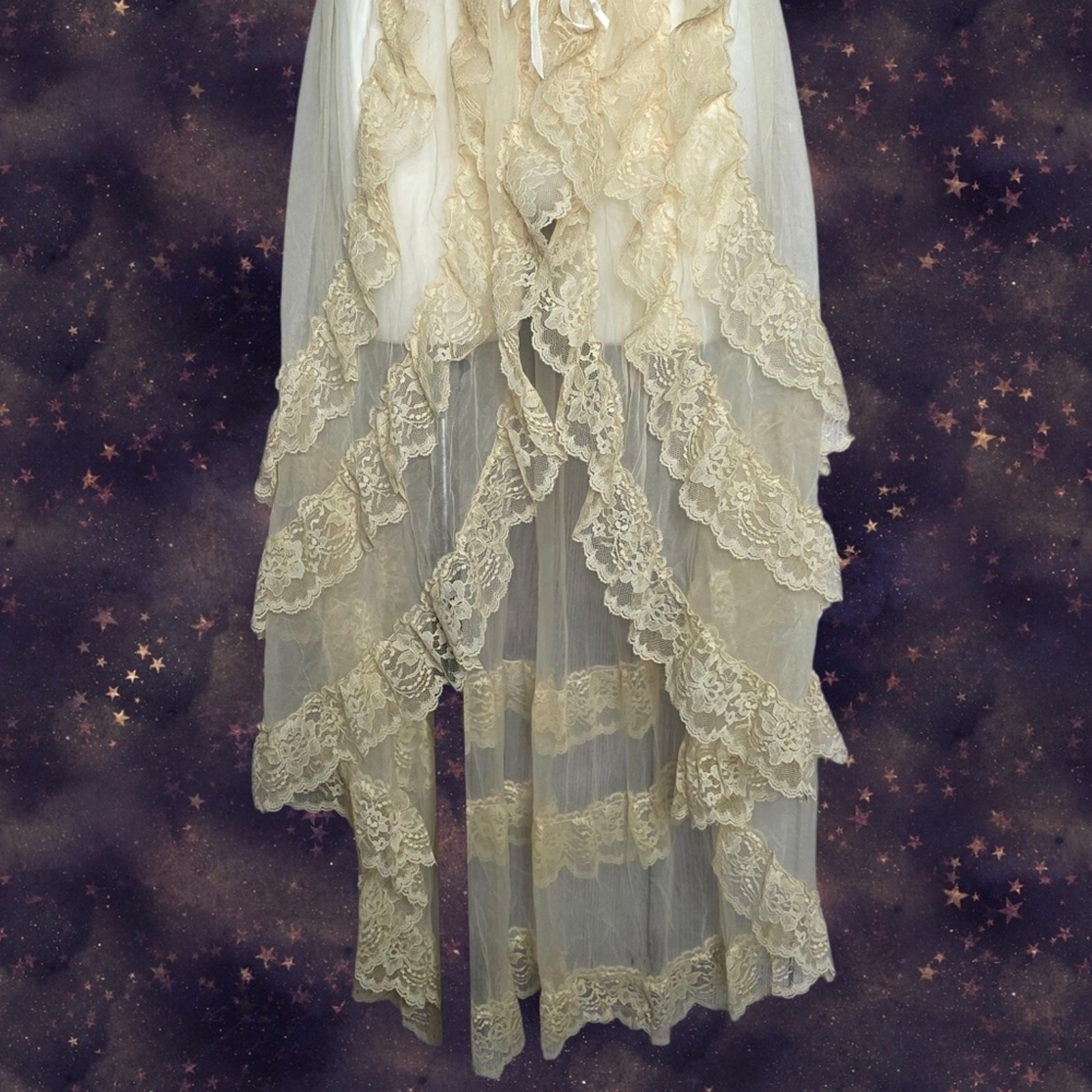 Rare 70s Faris “Treasure” Purple Velvet & Lace Fairy Negligee Gown, size Medium