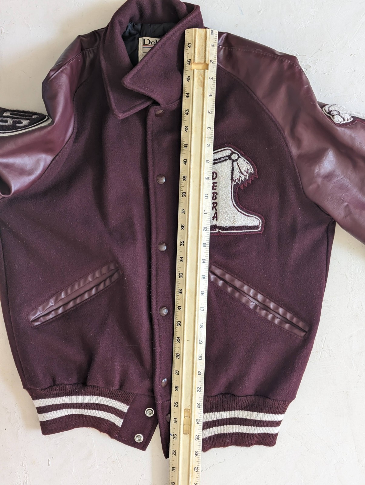 DeLONG Planoettes PSHS Varsity Jacket Maroon Wool Small Plano Senior High School