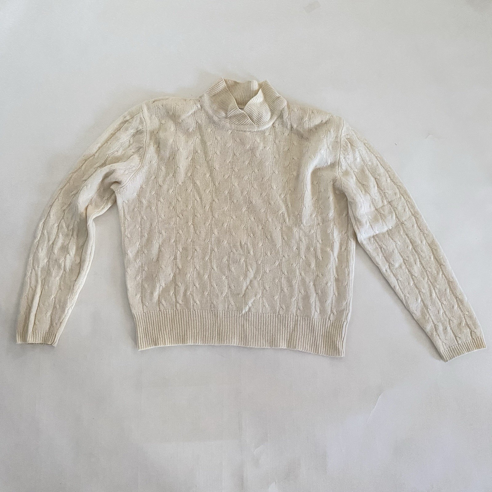 VTG Evan Picone Lambswool Angora L Sweater Mock Neck Cable Knit Soft Girl 60s 70
