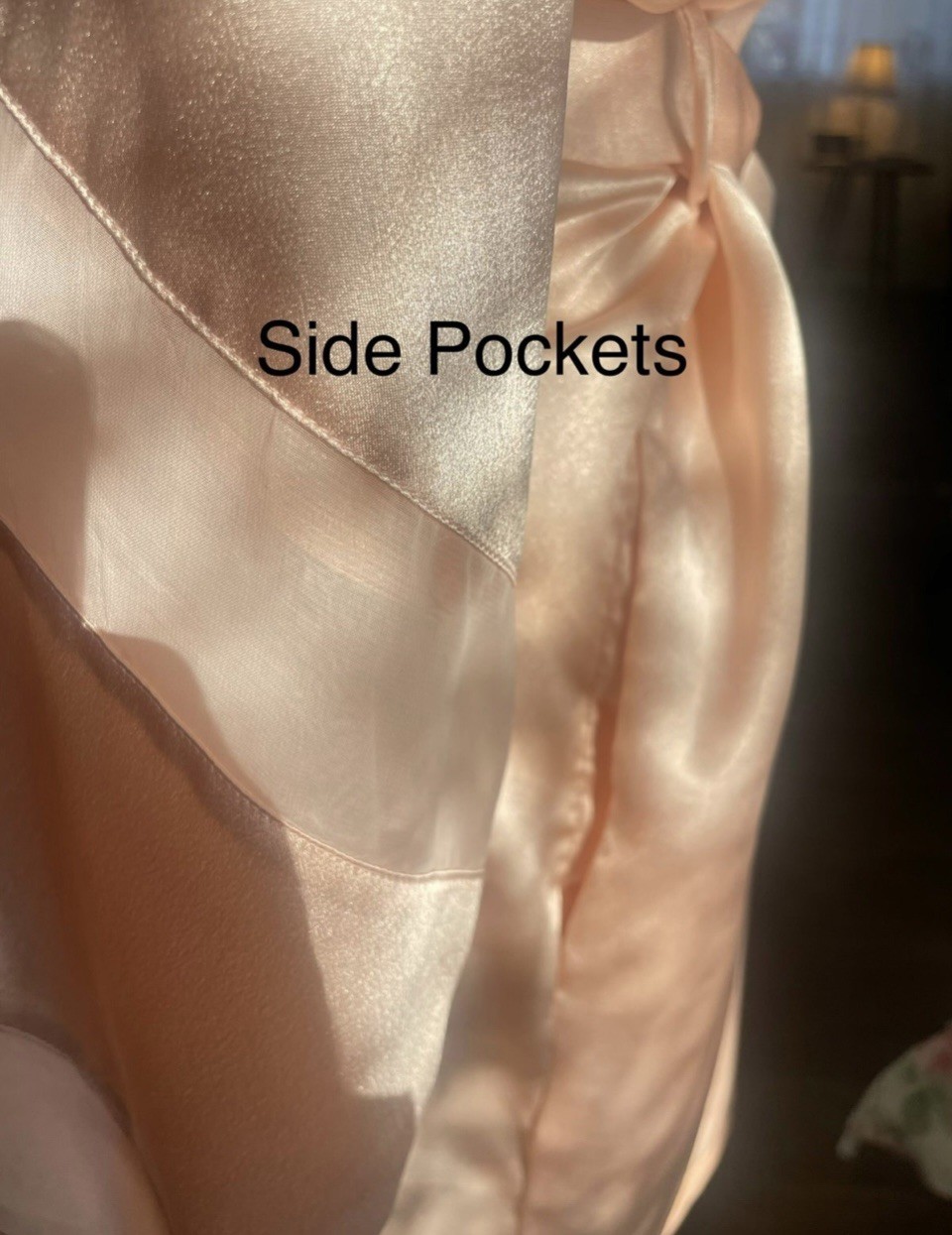 Vintage Valentino Intimo Satiny Soft Robe w Sheer Stripe Arms Peachy Pink Sz L