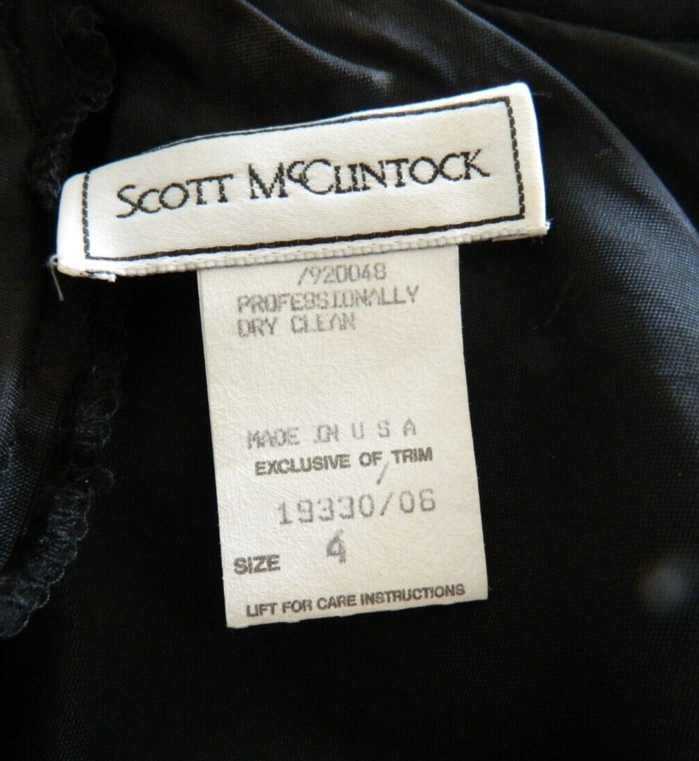 Vtg. SCOTT MCCLINTOCK Black Velvet Burgundy Brocade Special Occasion Dress sz 4
