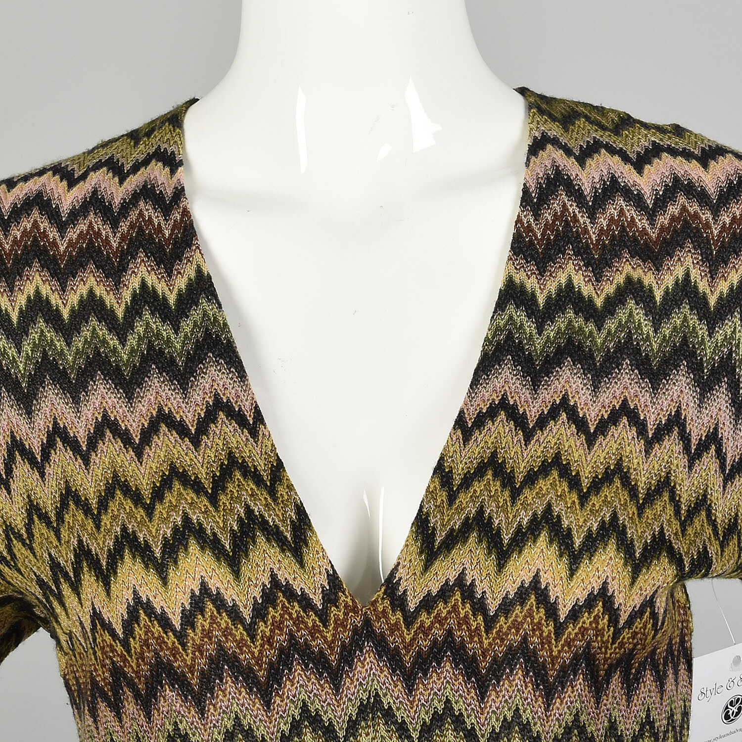 Small-Medium 1990s Zig-Zag Missoni Orange Label Dress Multicolored VTG 90s