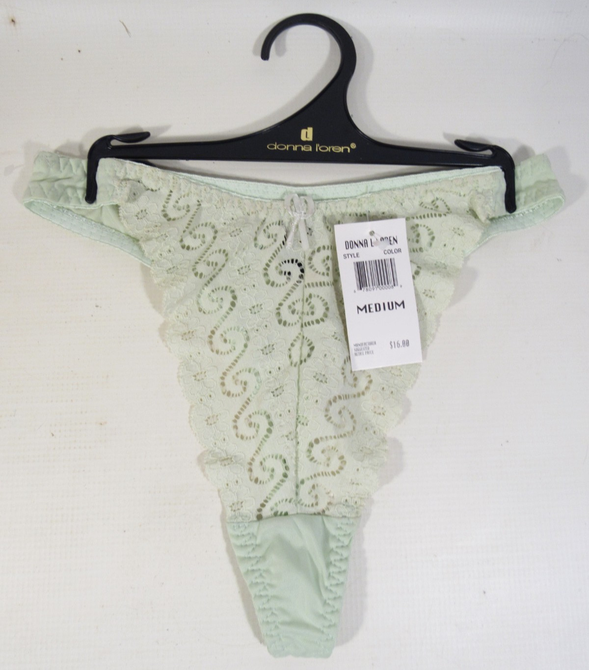 Vintage DONNA LOREN Lace Silk Green Thong Lingerie Panty – NWT Sz Medium