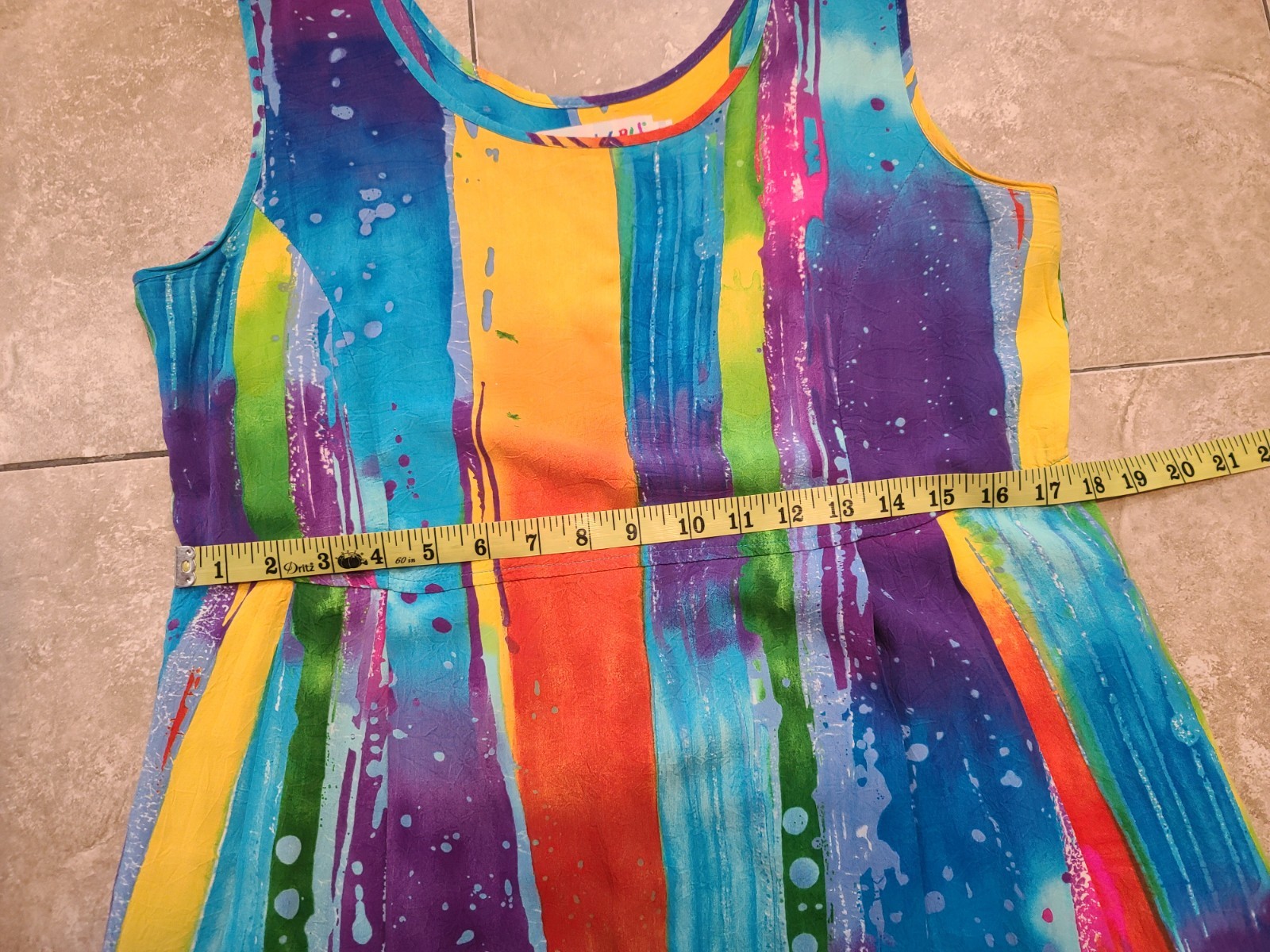 VTG Jams World Rayon Rainbow « Waterfall » Midi Summer Dress Women&rsquo;s M Pockets!
