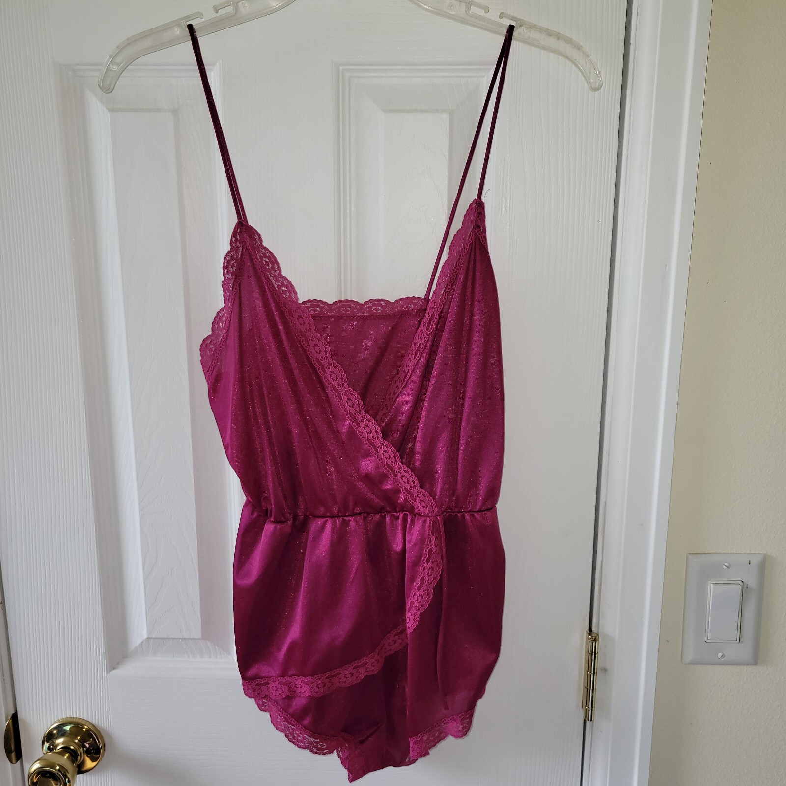 Flair Vintage Lingerie Small Romper Teddy Satin Lace Pink/Purple Sexy