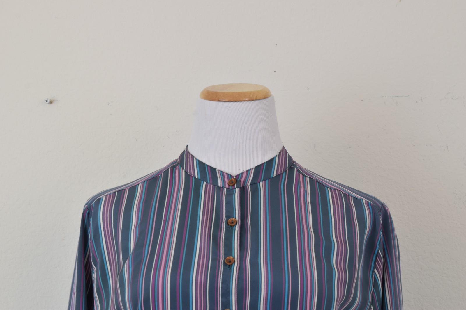 Vintage 90s Striped High Neck blouse by Loubella Extendables