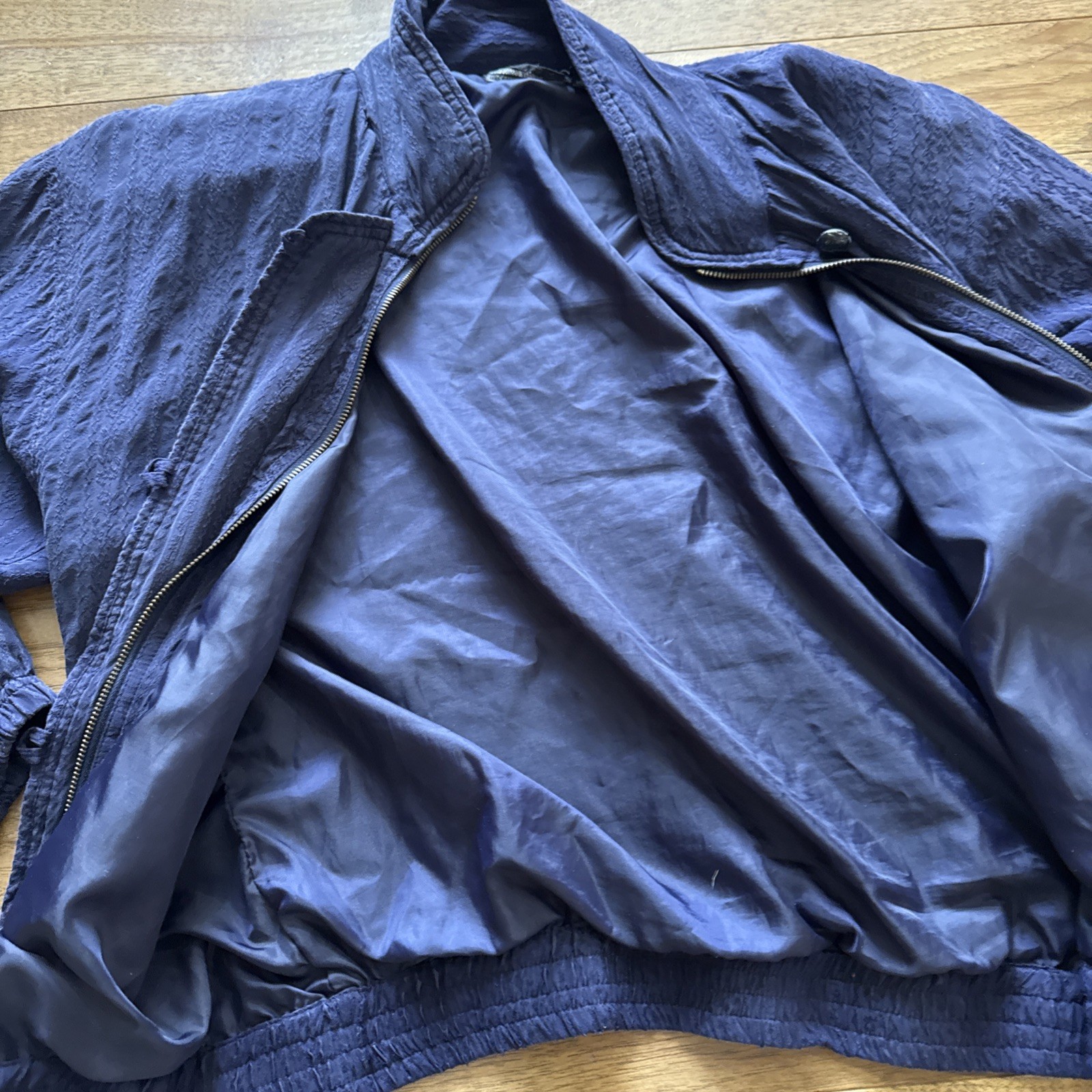 80s Mureli 100 Silk Jacquard Jacket Textured Avant Garde Vtg Windbreaker Golf M