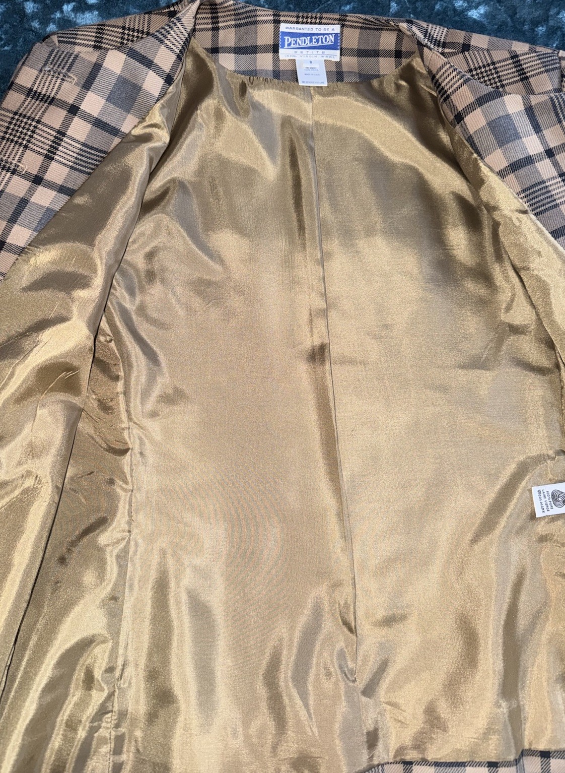Pendleton Blazer Women’s Petite Vintage 90’s Plaid Brown/Tan Size 8P