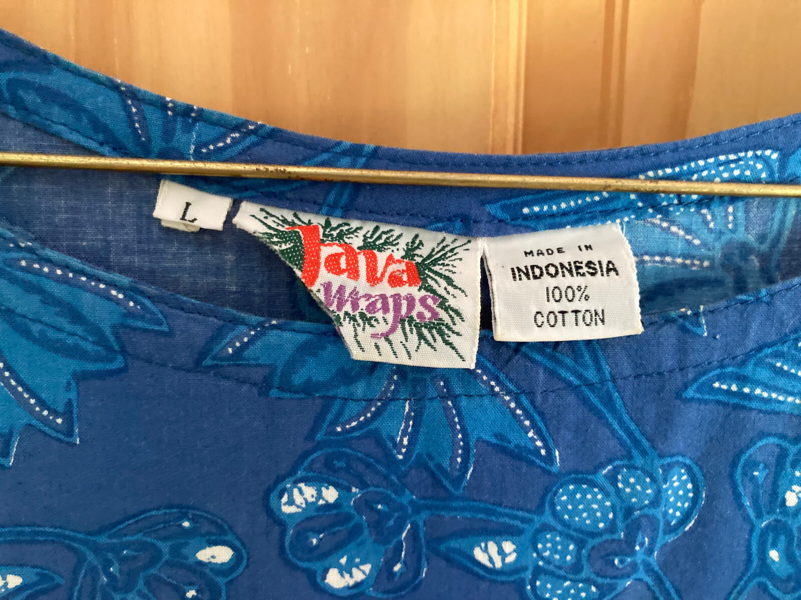 Vtg Java Wraps Blue Cotton Maxi Evening Dress Full Skirt Belt Women&rsquo;s L St Croix