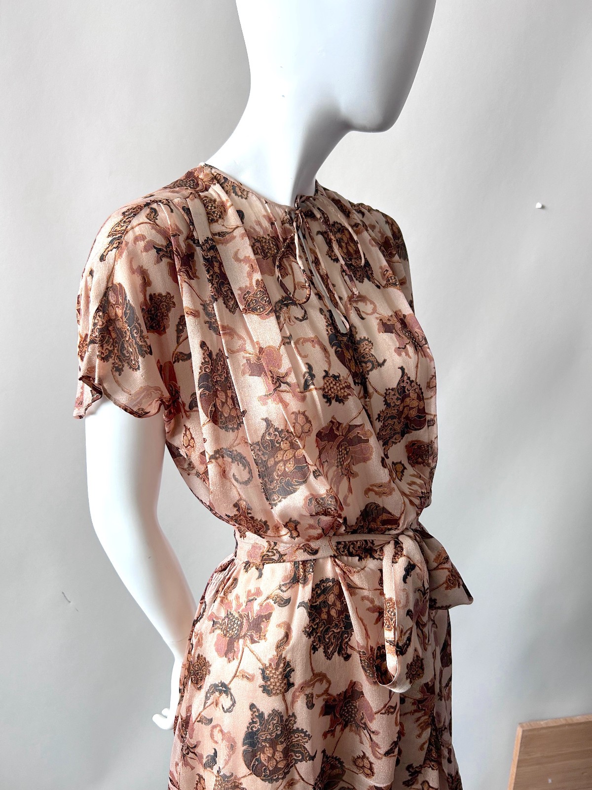 Vintage Judith Ann for Heiser-Egan Vintage Sheer India Silk Dress sz S M 1970s