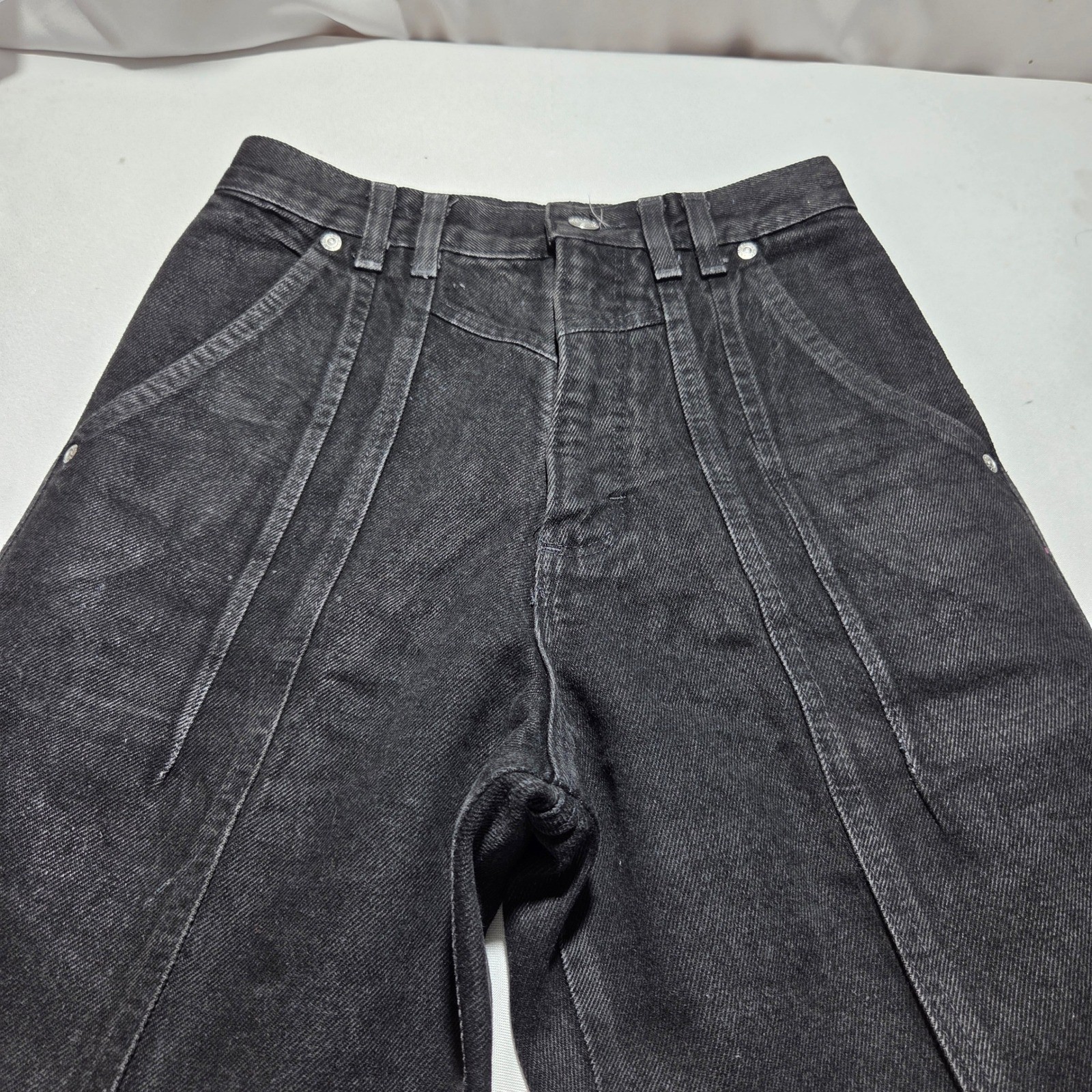 Vintage Wrangler Double Knee Jeans Black High Waisted Made in USA 25×31 Denim