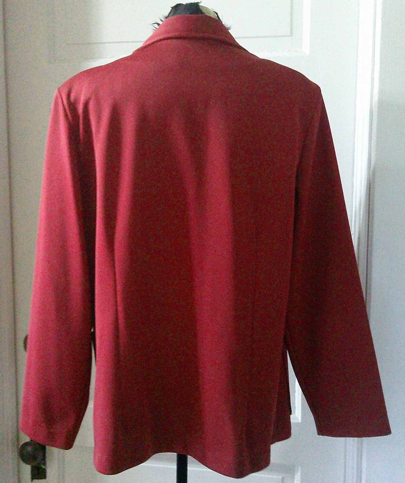 70&rsquo;s Wine Red 2 Button Front Unlined Polyester Suit Jacket Blazer L