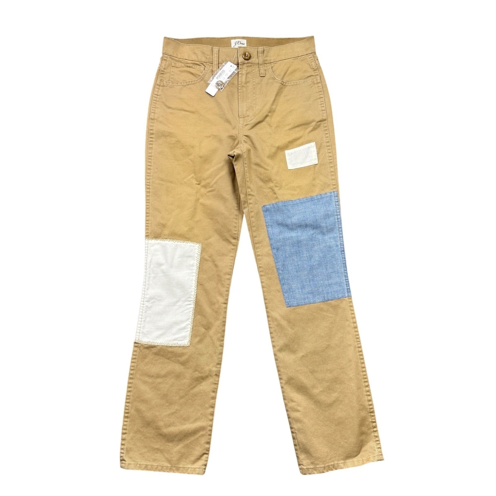 J.Crew Womens 25 Patchwork Chino Pants Cotton Vintage Straight Khaki NWT Preppy