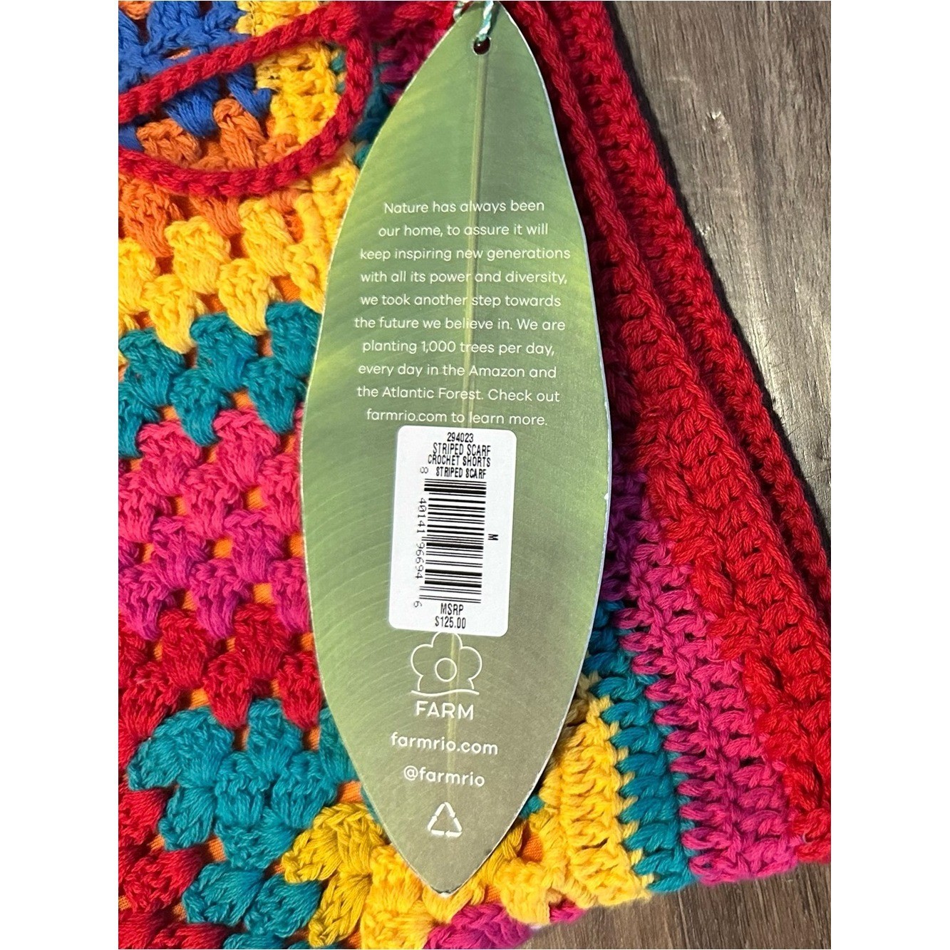 NWT Farm Rio Striped Scarf Crochet Shorts. Size M