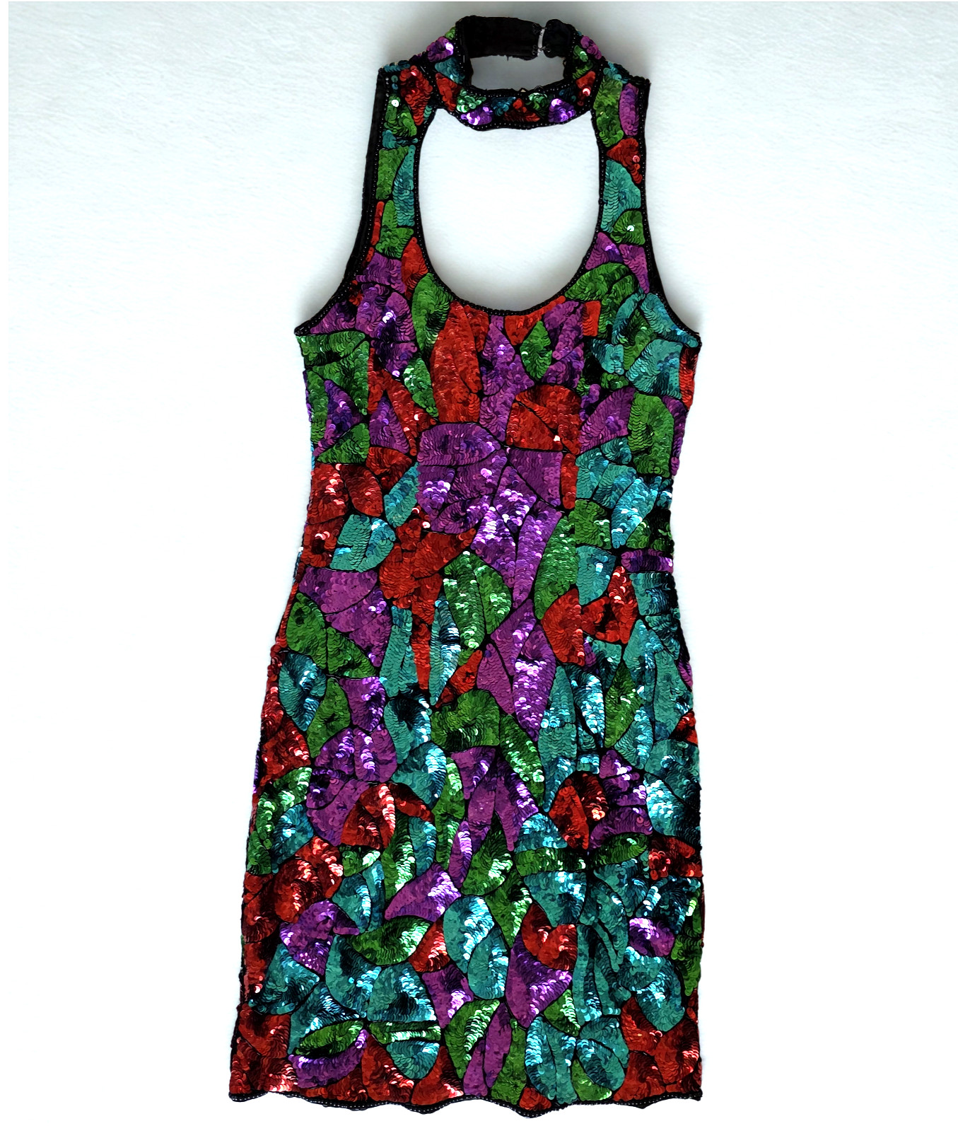 Vintage 100% Silk Sequin Cocktail Dress by Partytime Glam Sparkle Show Stopper