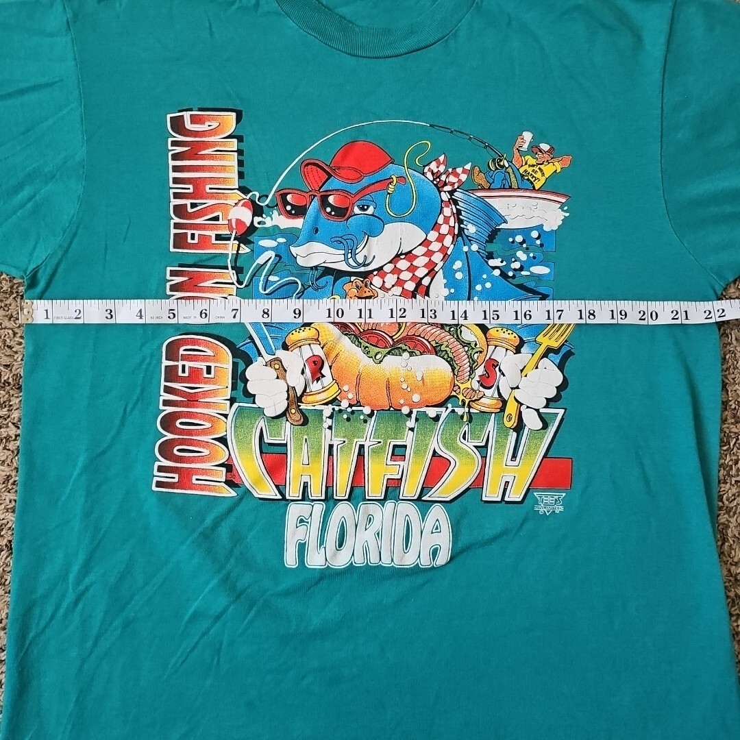 Vintage Single Stitch Florida Screen Stars Best Size XL Fishing Hooked Catfish