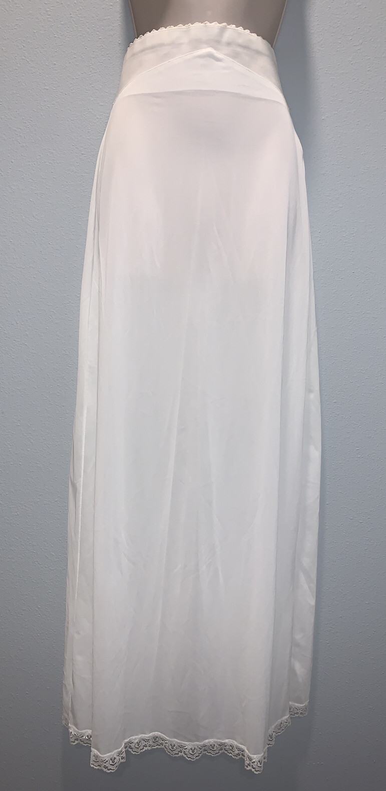 MERRY MODES Size 12 Ivory Long Formal Half Slip Back Zipper Lace Slit Vintage