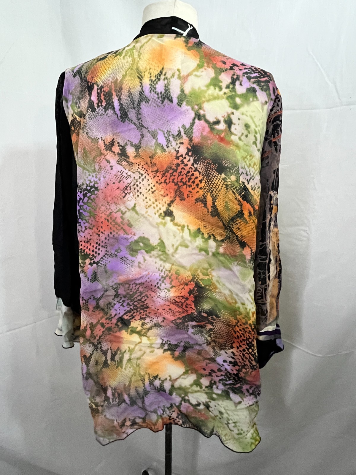 Vtg 80s Womens Patchwork Lightweight Jacket Sheer Art To Wear CTC Sz 1X Cardigan