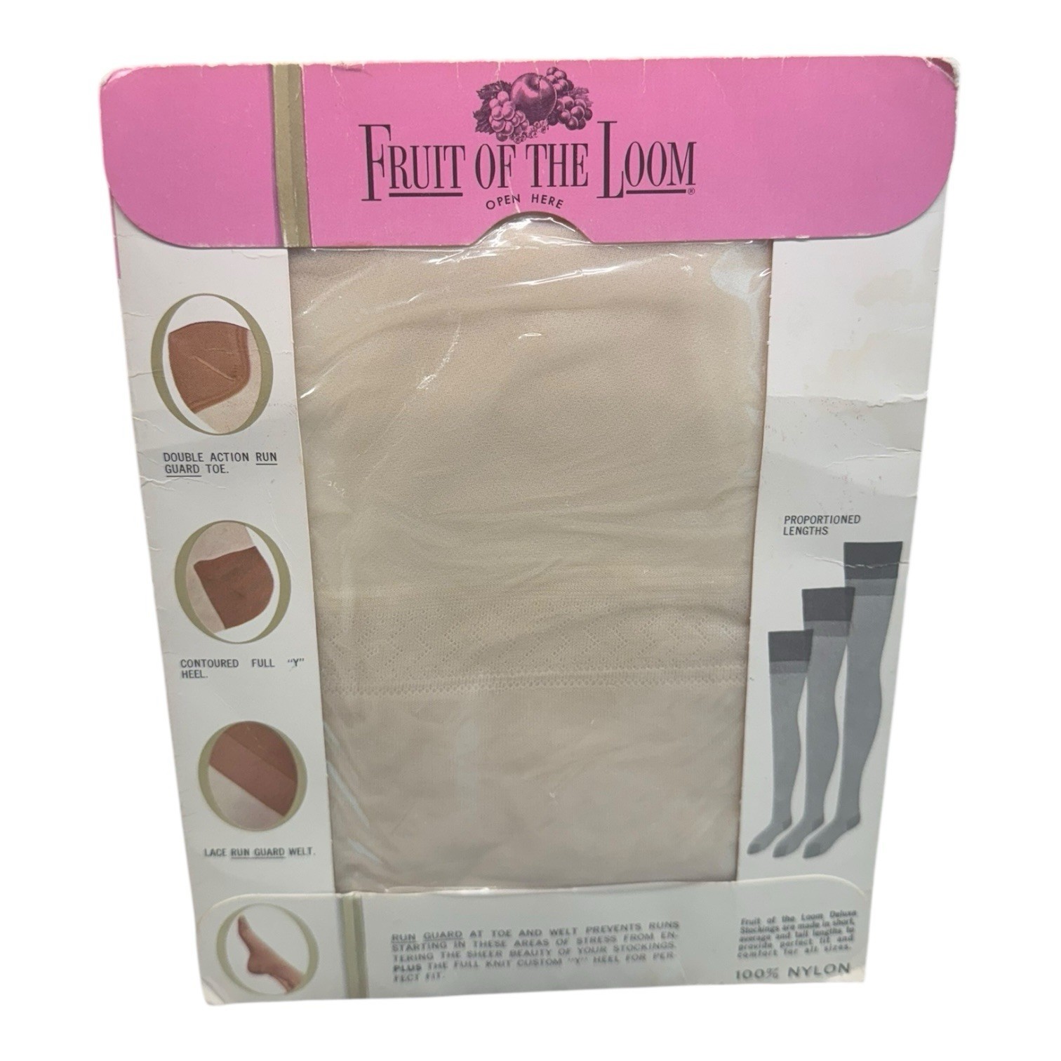 Vintage Fruit Of The Loom Gold Ribbon Deluxe Stockings Wild Oats 10 Average
