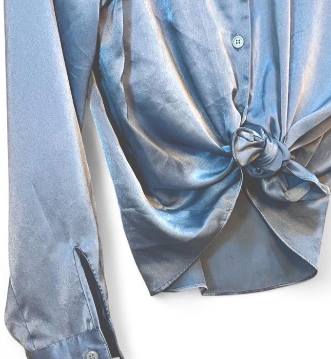Vintage Alfred Dunner Women&rsquo;s Blue Satin Like Material Blouse Size 12 Petite