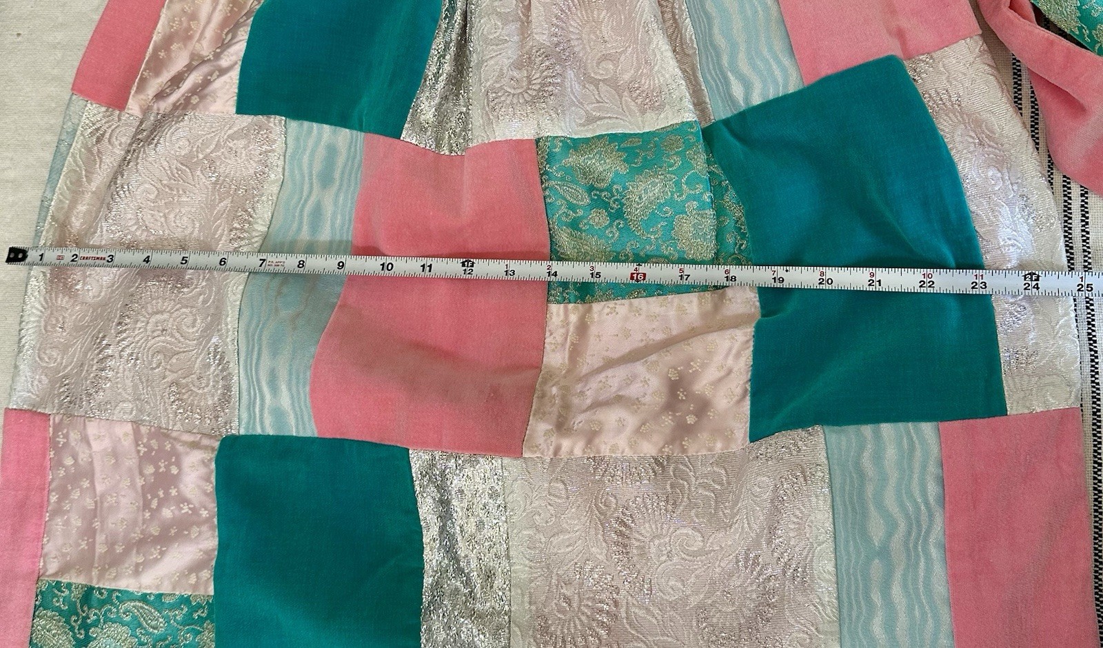 Vtg Patchwork Maxi Skirt Womens Medium Colorblock Boho Cottagecore 70&rsquo;s Retro
